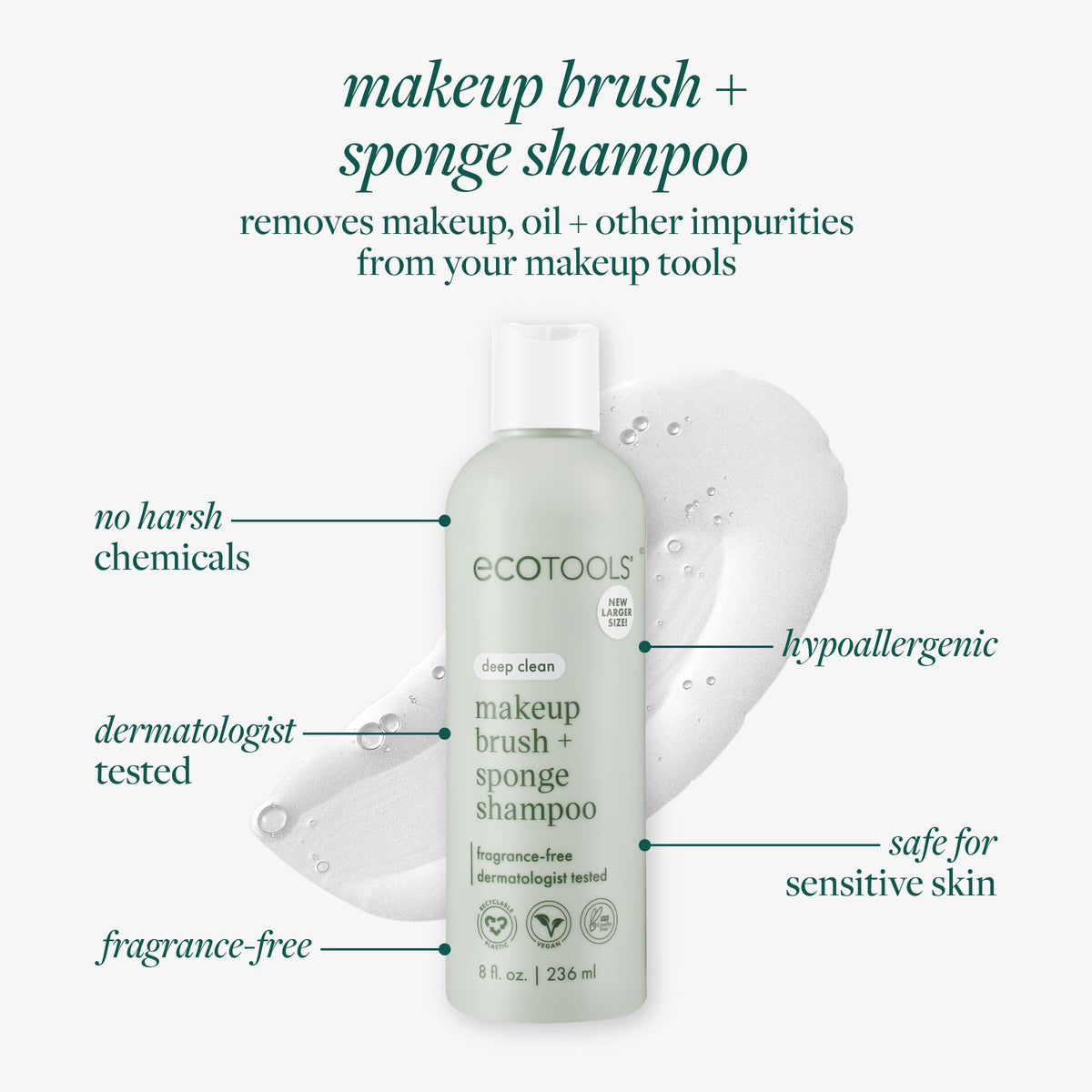 EcoTools XL Makeup Brush Sponge Shampoo Removes Dirt - EcoTools Official Imagery - 4