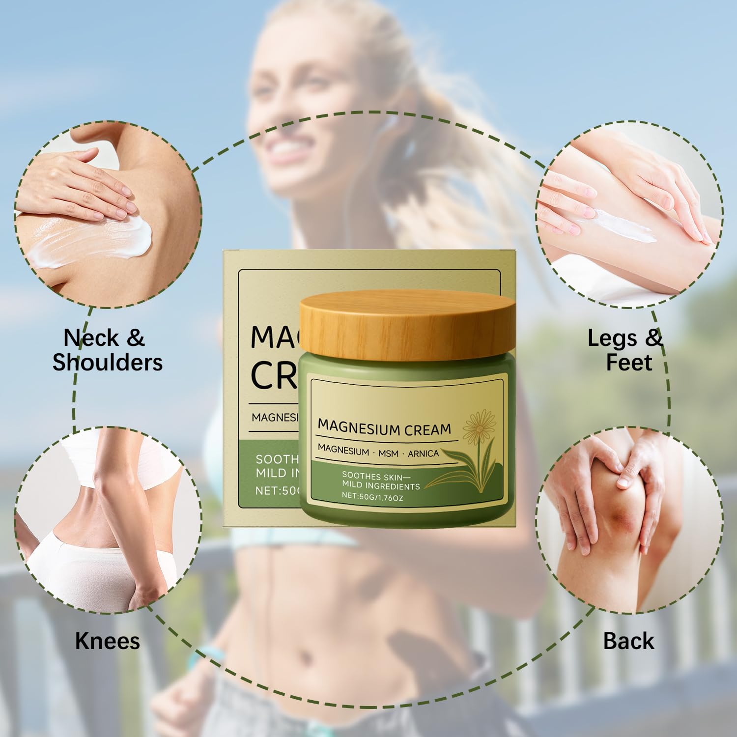 2 Pack Magnesium Cream with MSM & Arnica,Soothing Cream, Soothing Care