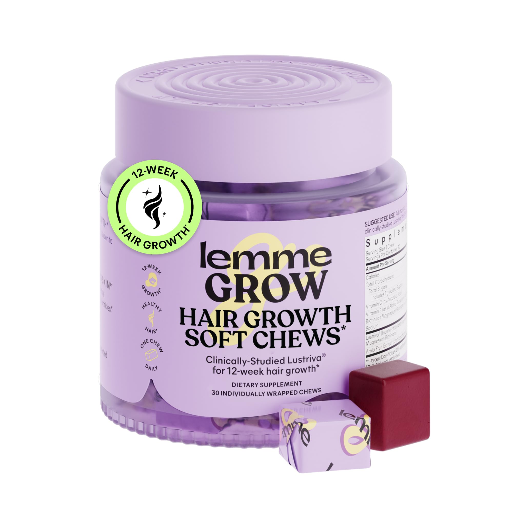 Lemme Grow Hair Growth Booster Soft Chews w Vitamins 30 Day - Lemme Official Imagery - 1