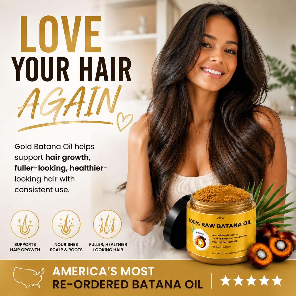 YBW Raw Batana Oil for Hair, Pure Honduran Batana Hair Oil for Dry & Damaged - YBW Official Product View 6
