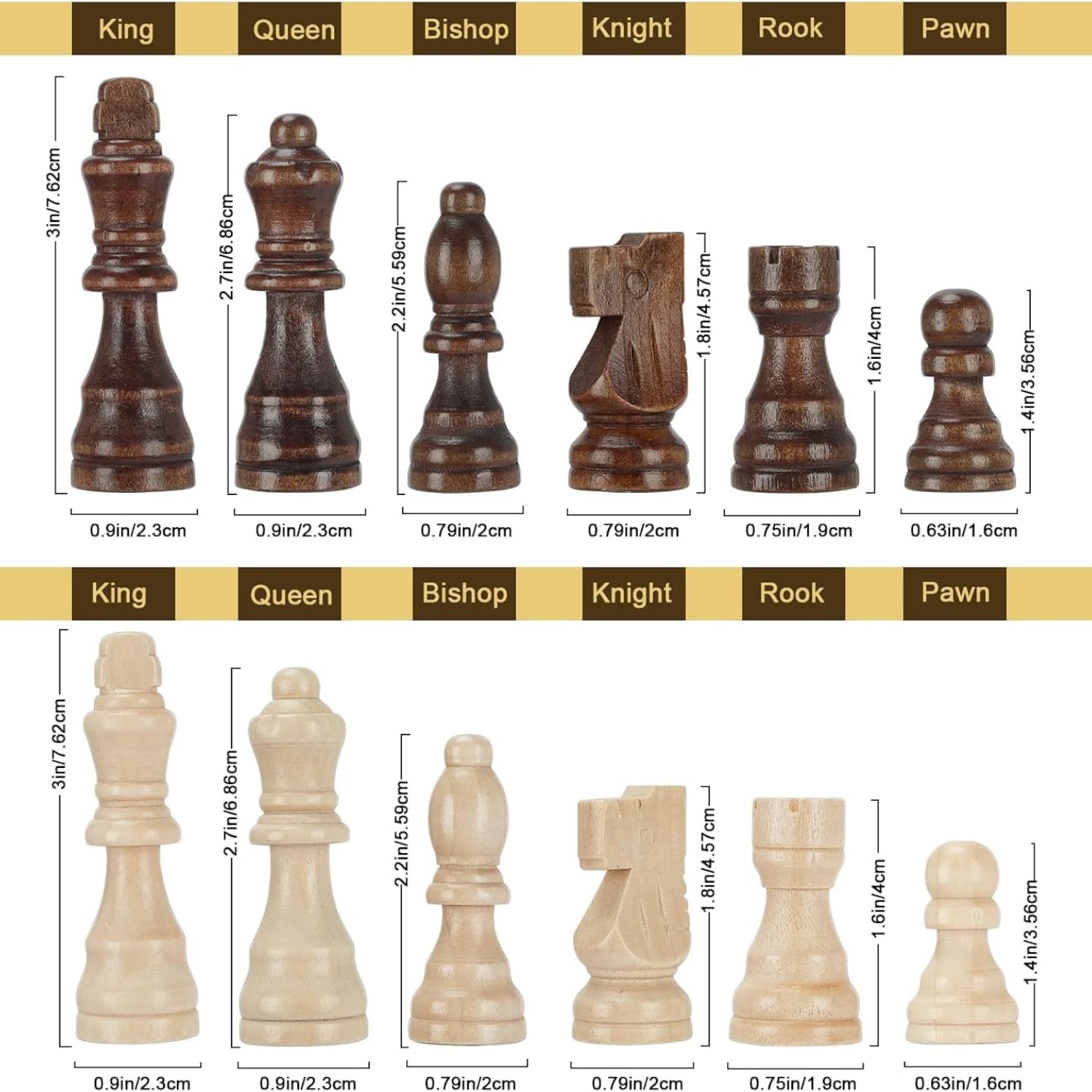 Magnetic wooden chess set with handmade pieces on a 15-inch chessboard, suitable for adults and kids by Hurdaos.