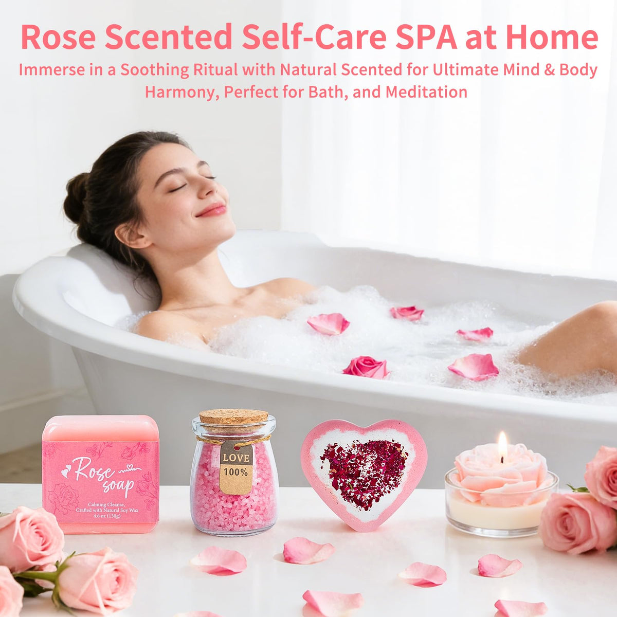 Gift Set for Women Rose Self Care Basket Set Luxury - ATOMAKER Official Imagery - 5