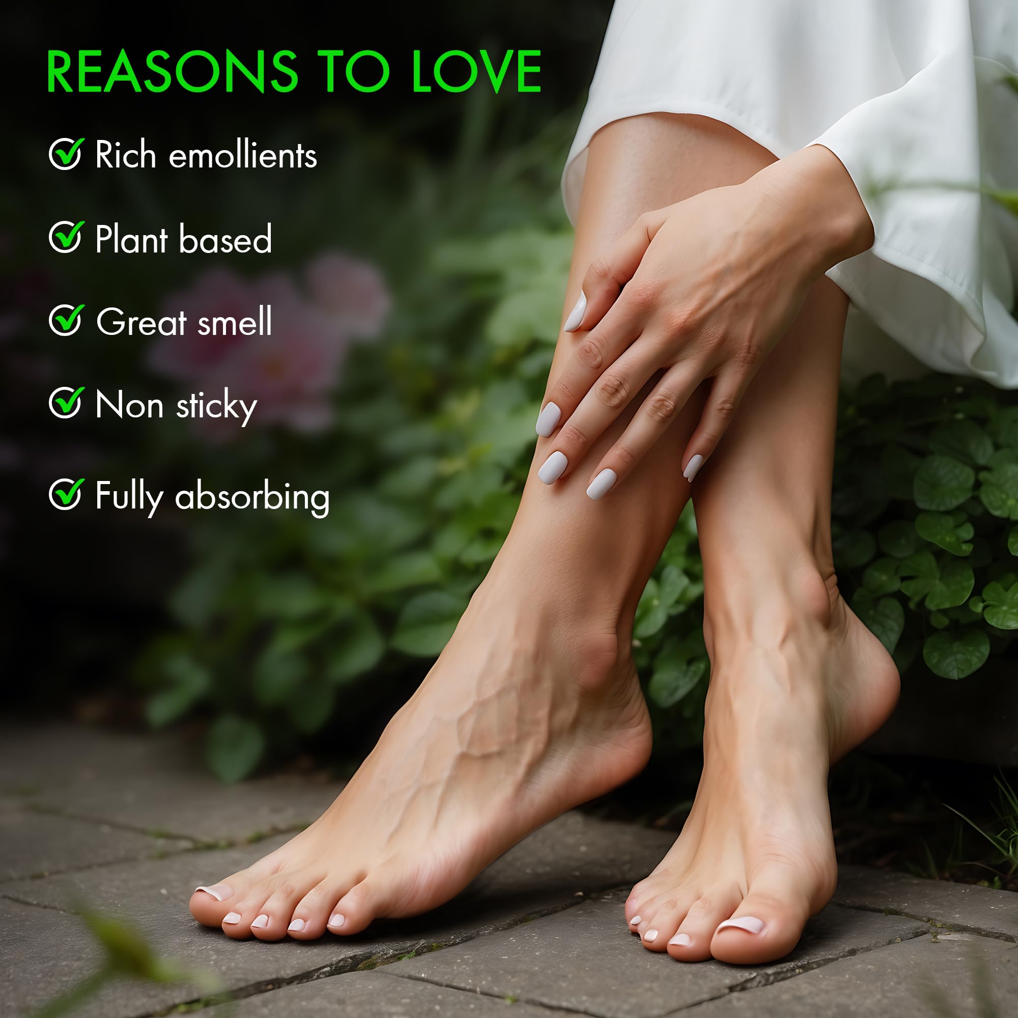 Majestic Pure Tea Tree Oil Foot Cream in an 8 oz jar, featuring a creamy texture ideal for moisturizing and soothing feet.