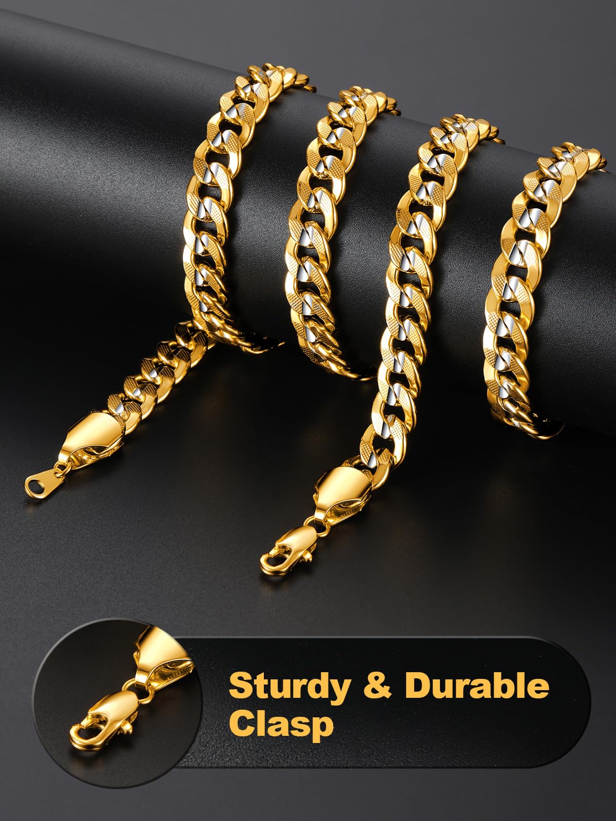U7 Cuban Link Chain Necklace for Men Stainless Steel Curb - U7 Official Imagery - 6
