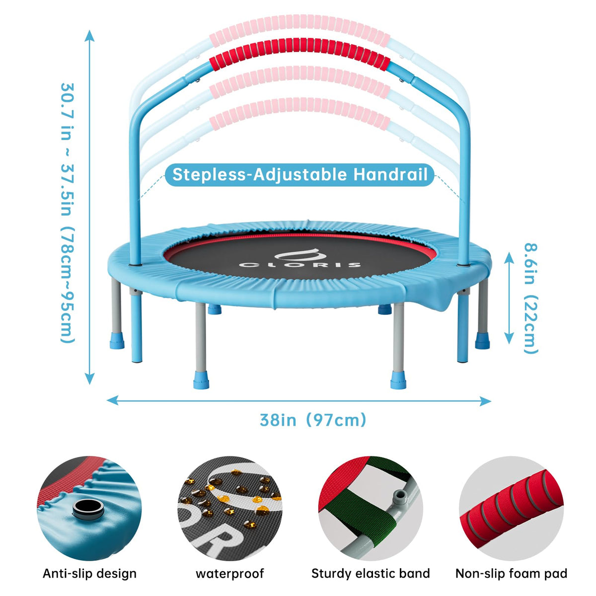 CLORIS 38in 48in Folding Trampoline - CLORIS Official Imagery - 6