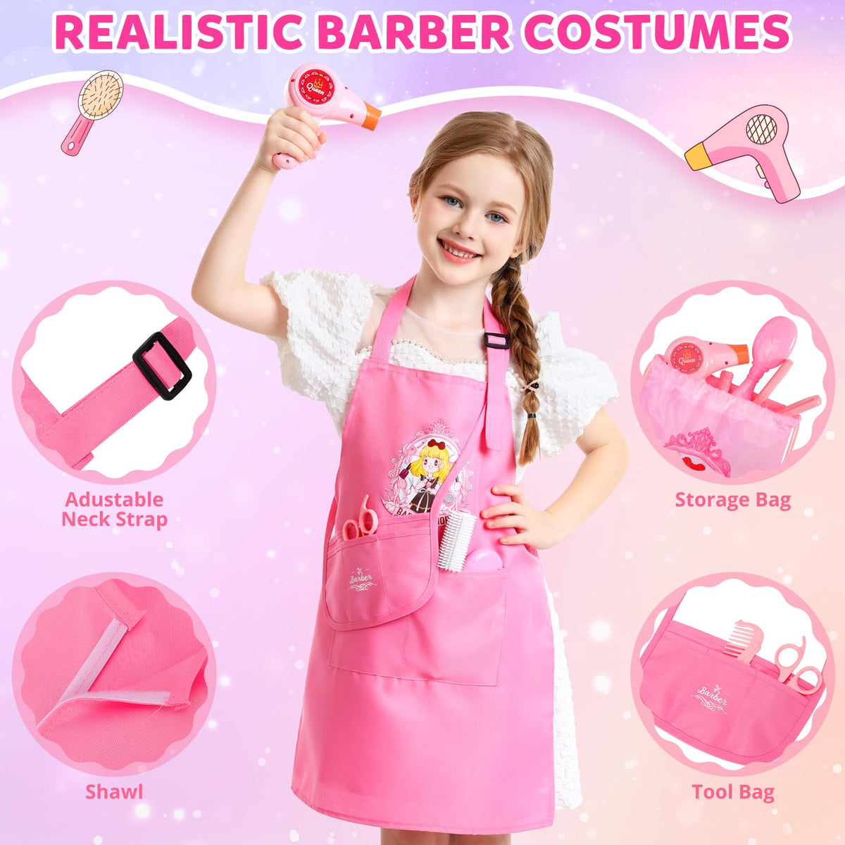 Hair Salon Toys for Girls 39 Pcs Pretend Play Makeup Toys - Hapgo Official Imagery - 5