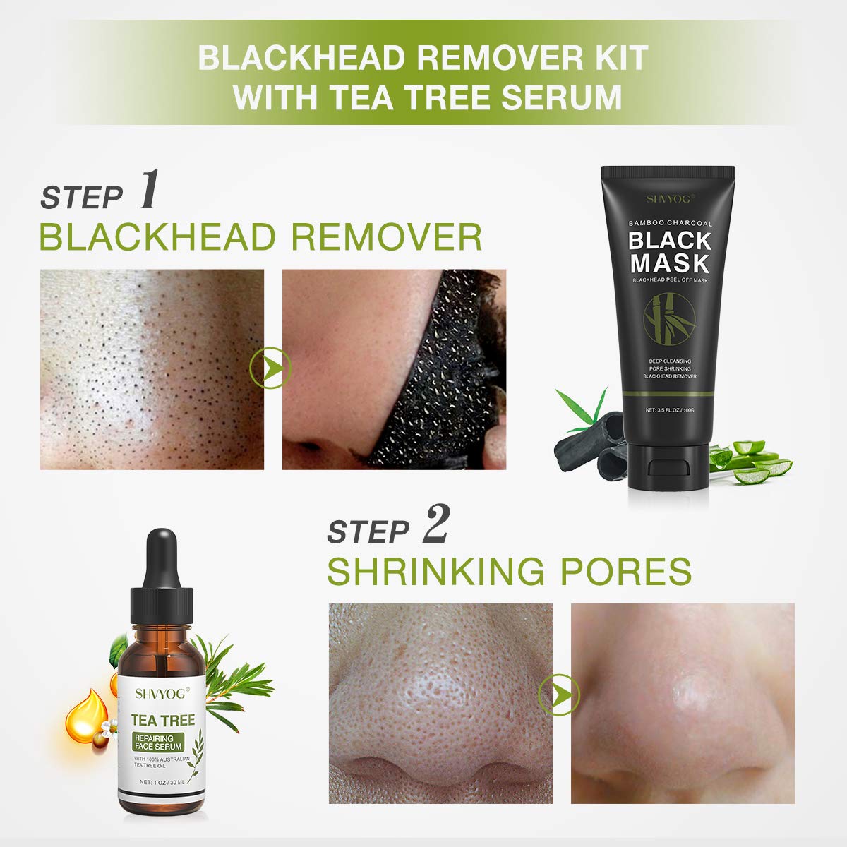 Blackhead Peel Off Face Mask, SHVYOG 3-in-1 Blackhead Remover - SHVYOG