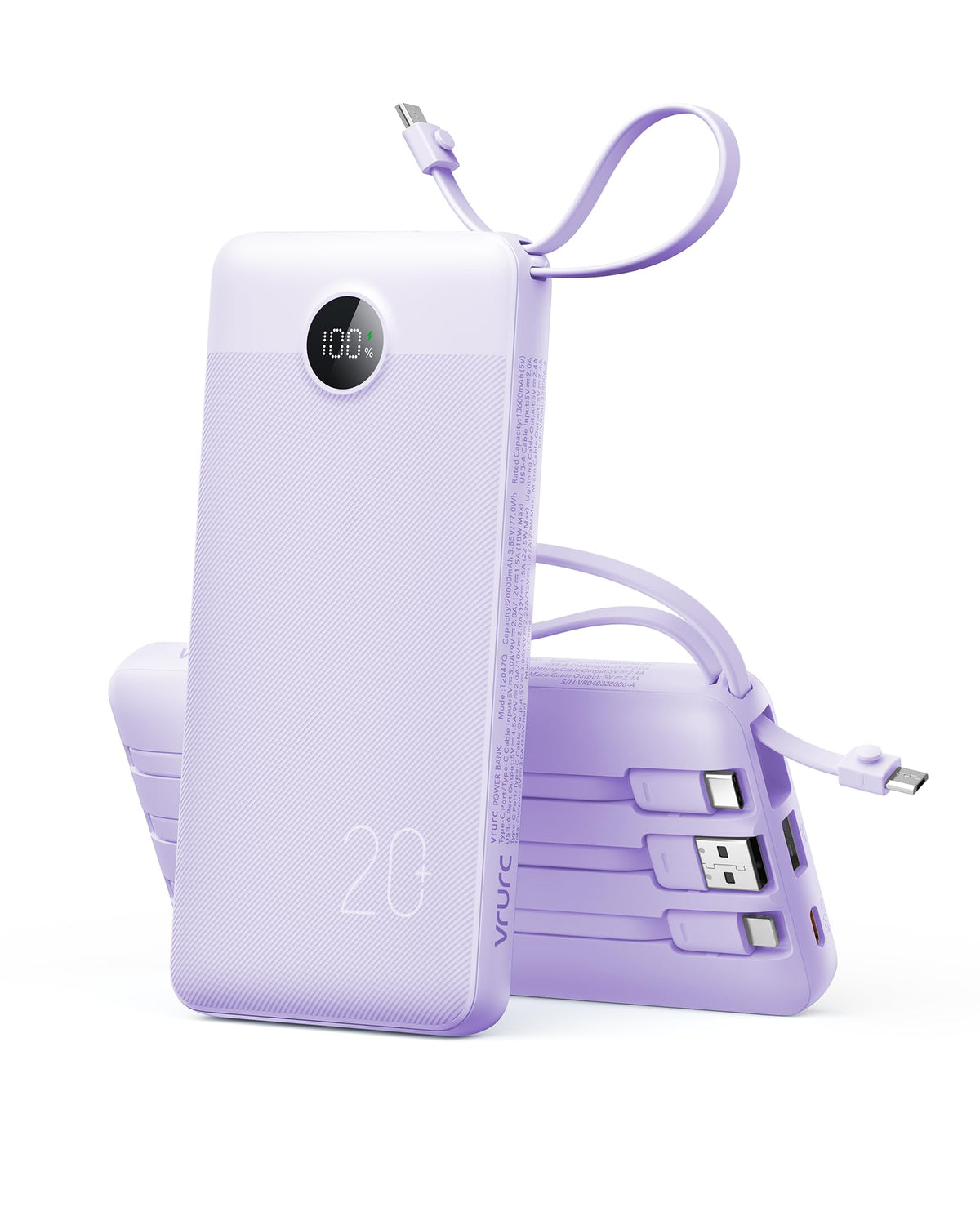 VRURC Portable Charger 4 Built in Cable Fast Charging - VRURC Official Imagery - 1