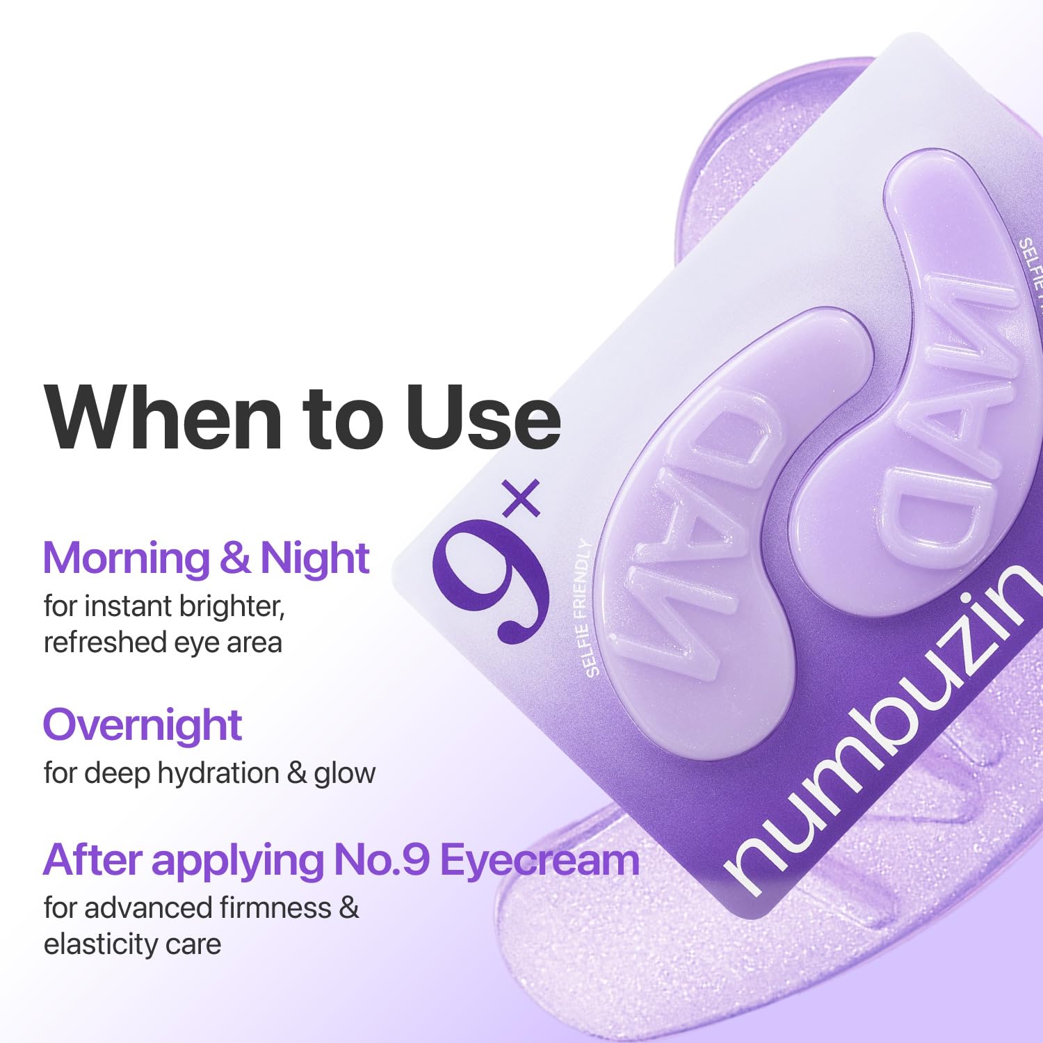 numbuzin No.9 Eye Patches, NAD+ Collagen Jelly Eye Masks with - numbuzin