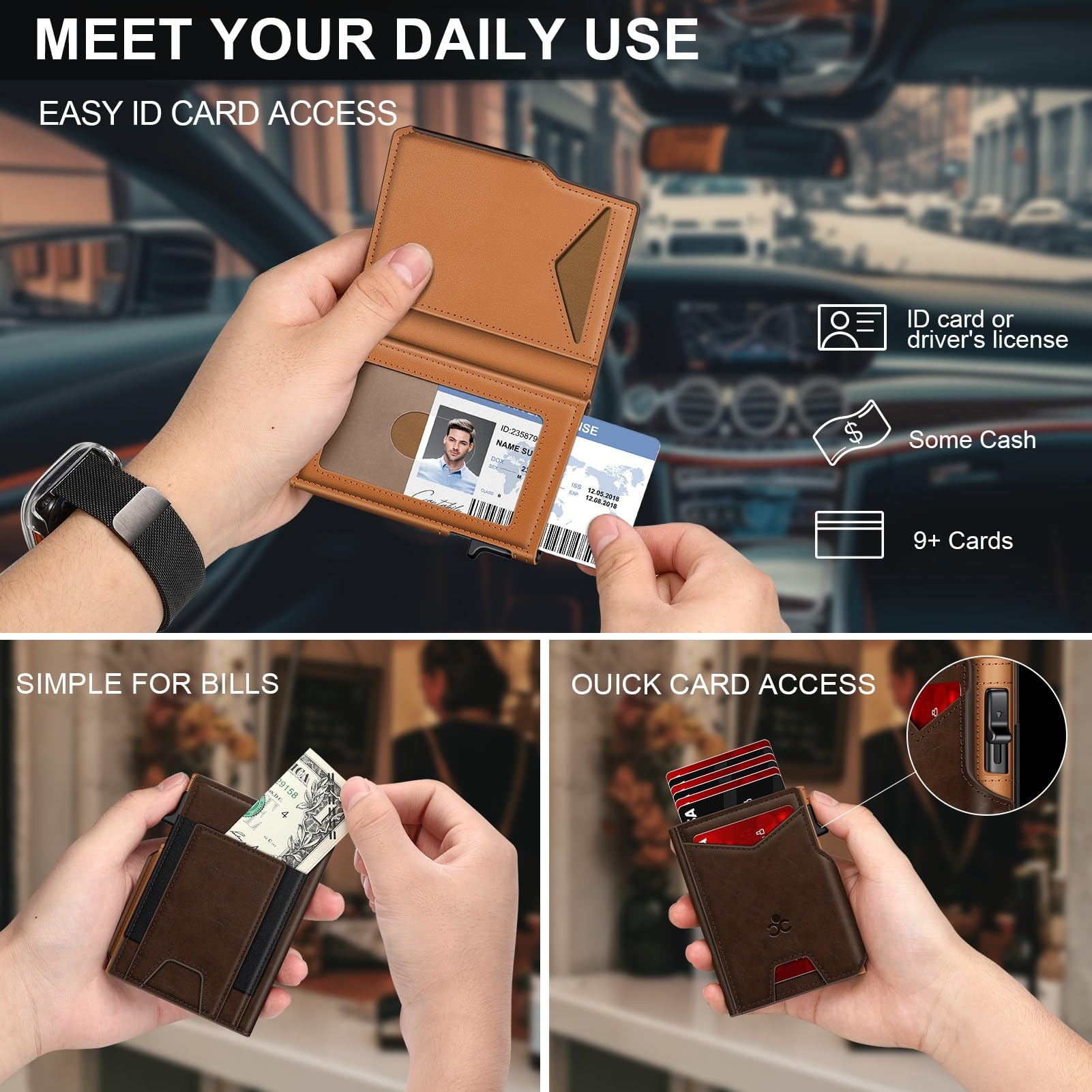 SEMORID RFID Slim Pop-Up Wallet for Men – 13 Cards