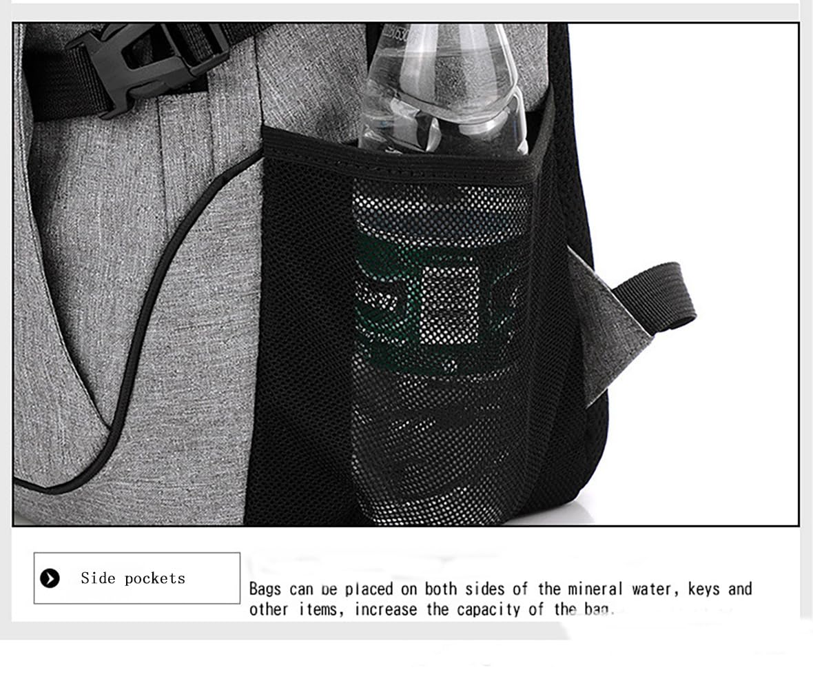 JohnMojie multifunctional USB charging backpack with compartments, ergonomic design, and sleek leisure business style for computers.