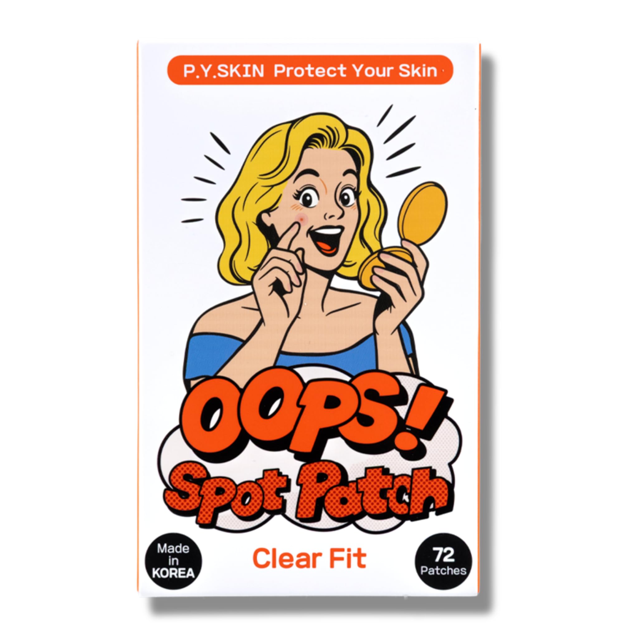 OOPS! Spot Patch Clear Fit, Hydrocolloid Pimple Cover Patch, 72 - P.Y.SKIN
