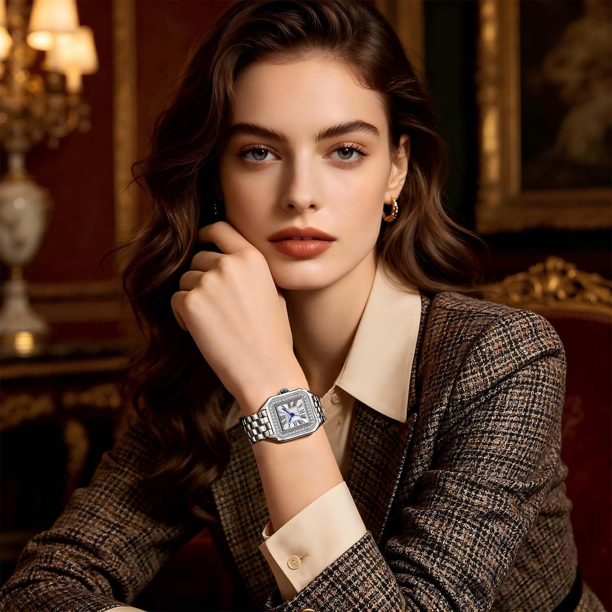 Women s Roman Dial Bangle Watch Stainless Steel Bracelet Set - Kchss Official Imagery - 7