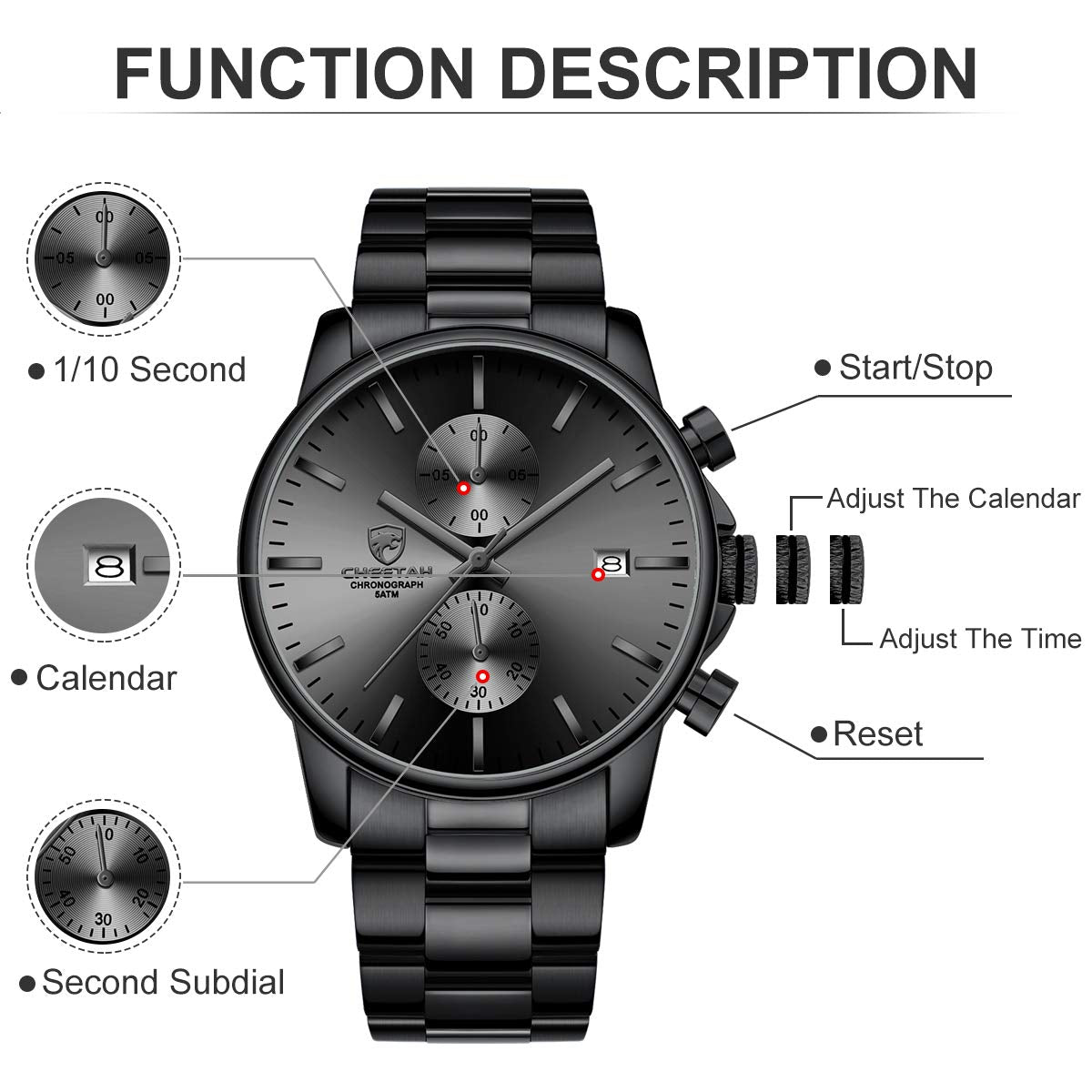 GOLDEN HOUR Fashion Business Mens Watches with Stainless Steel Waterpr - View 4