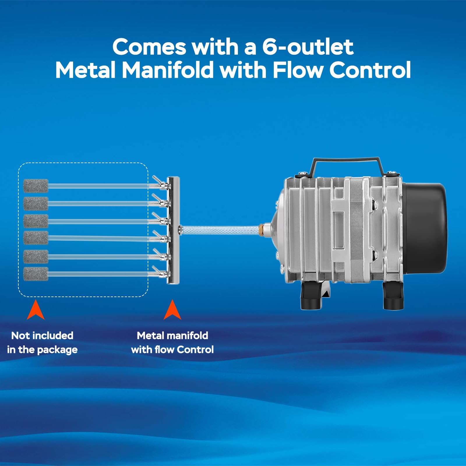 AquaMiracle Aquarium Air Pump Commercial Air Pump with Aluminum H - AquaMiracle Official Product View 4