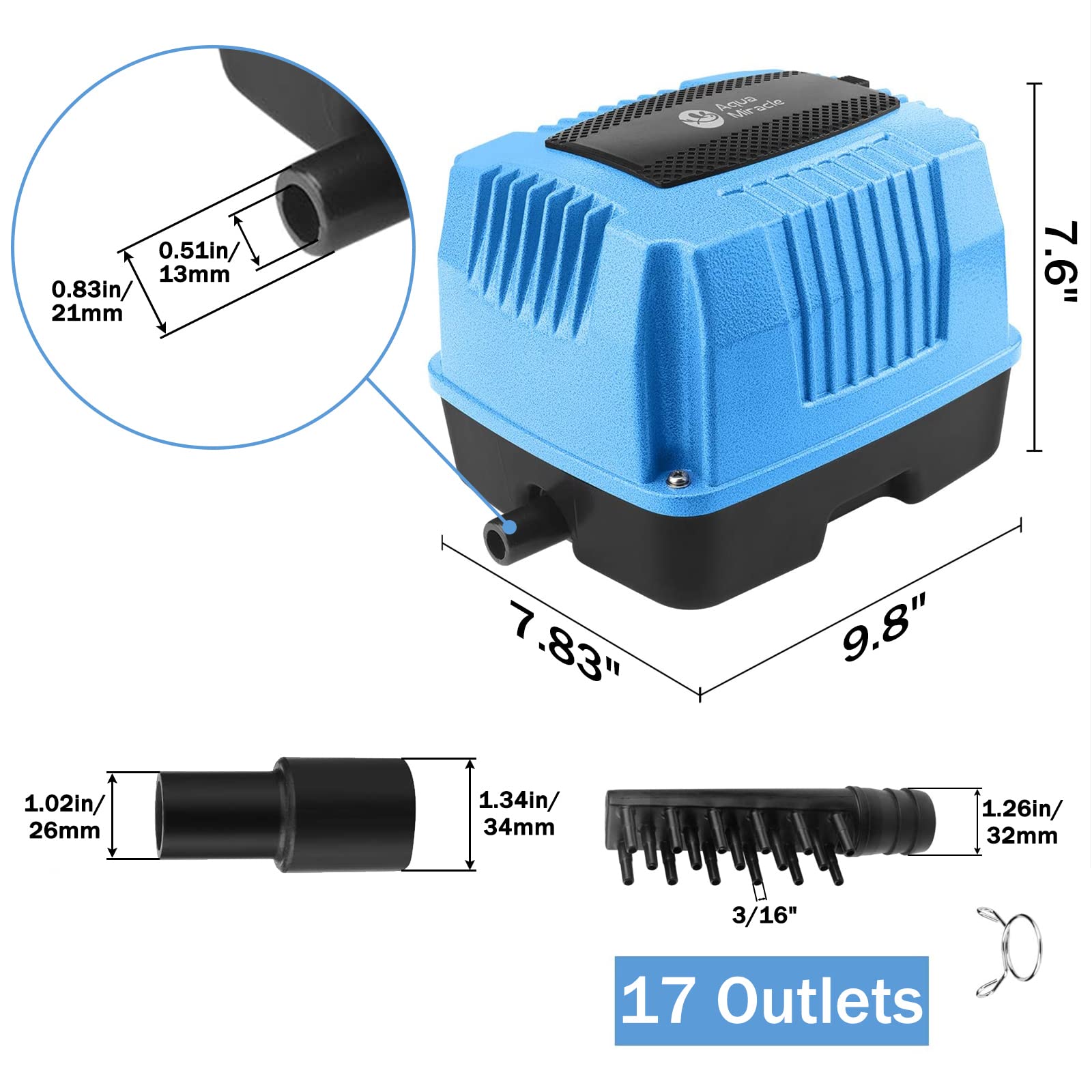 AquaMiracle Linear Air Pump AP-40/AP-60/AP-80/AP-160 for Pond Aer - AquaMiracle Official Product View 5