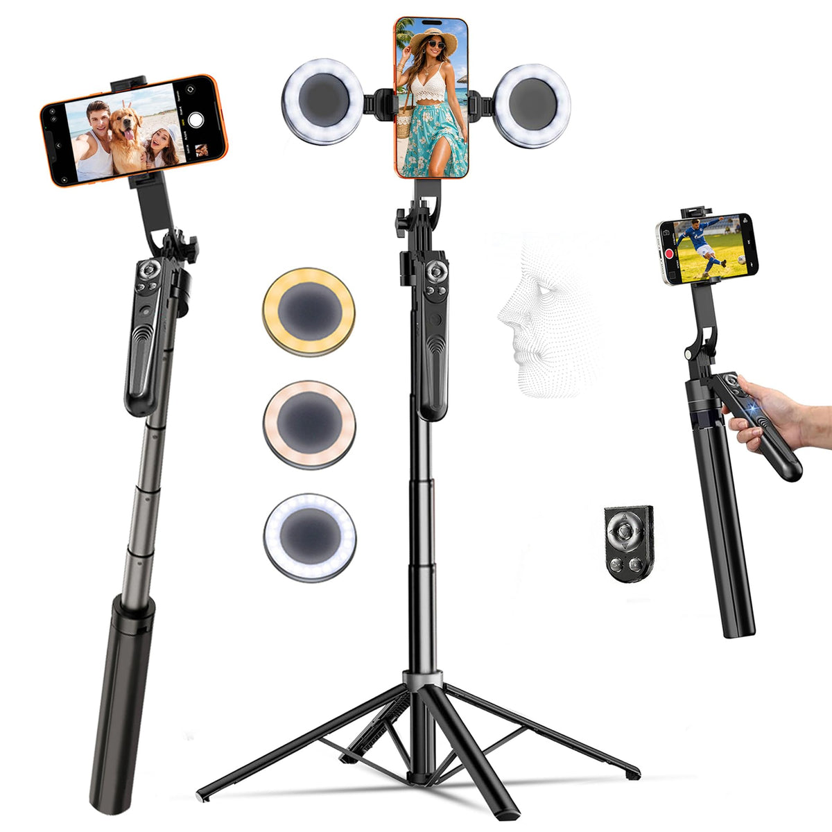 71 Auto Face Tracking Tripod for iPhone with 2 Lights 360 - Ocwqp Official Imagery - 2