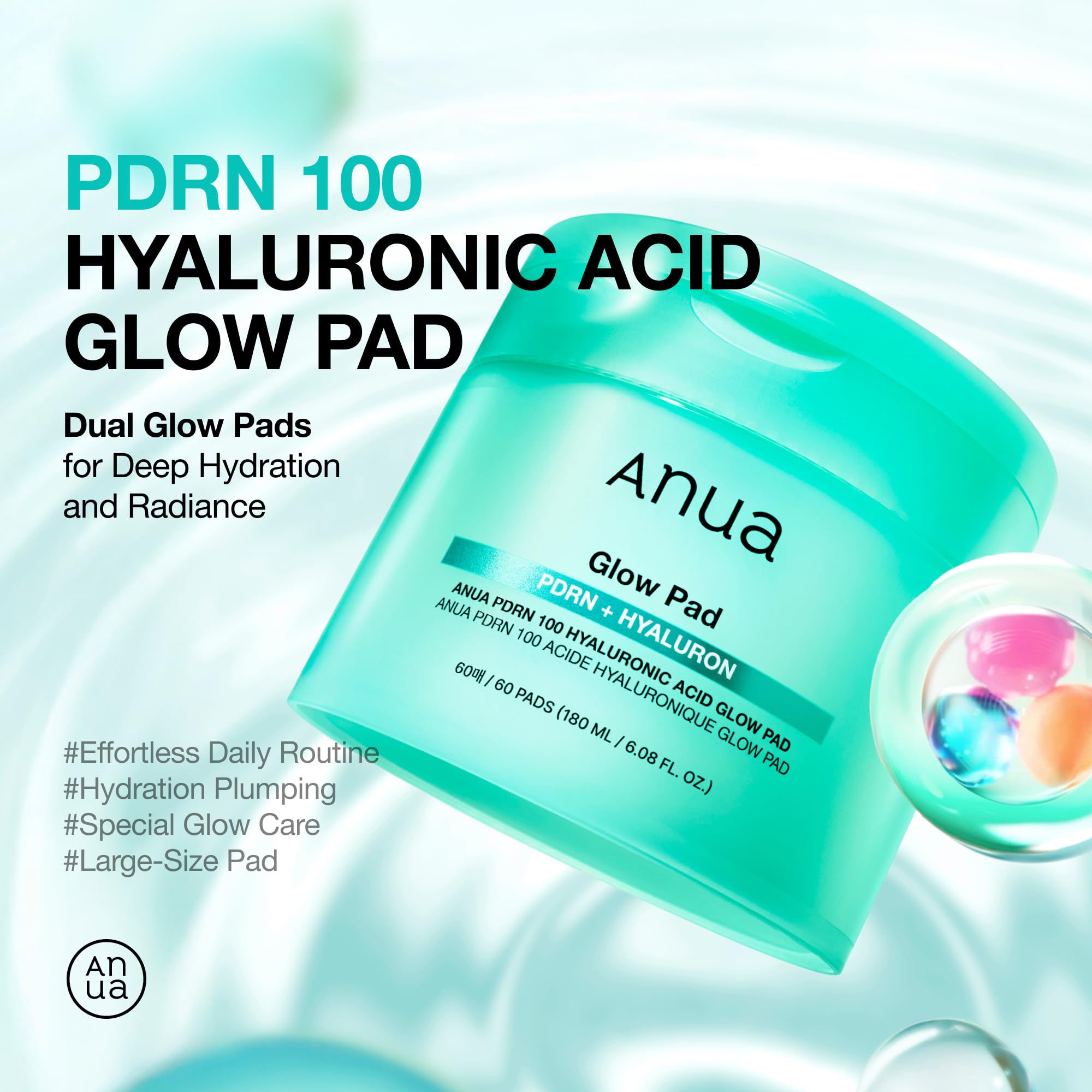 Anua PDRN 100 Hyaluronic Acid Toner Pad, 6.1 fl oz, 60 Count - ANUA Official Product View 2