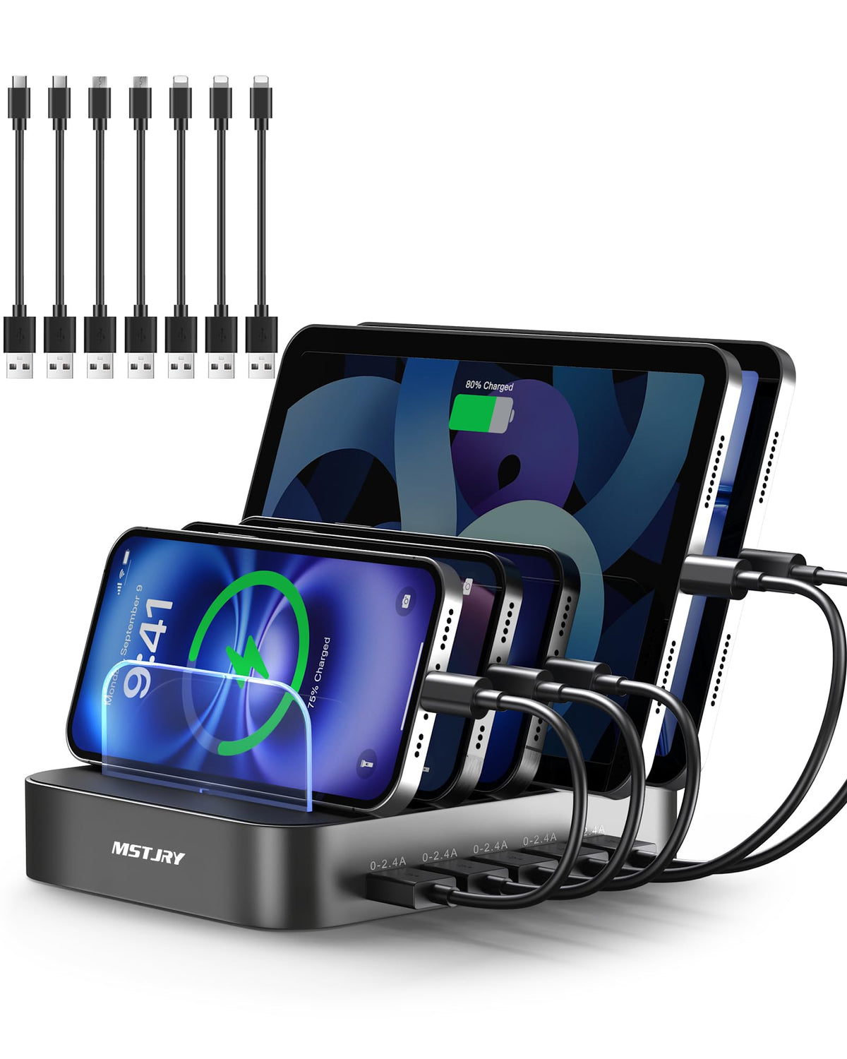 MSTJRY Charging Station for Multiple Devices 5 Port Multi - MSTJRY Official Imagery - 8