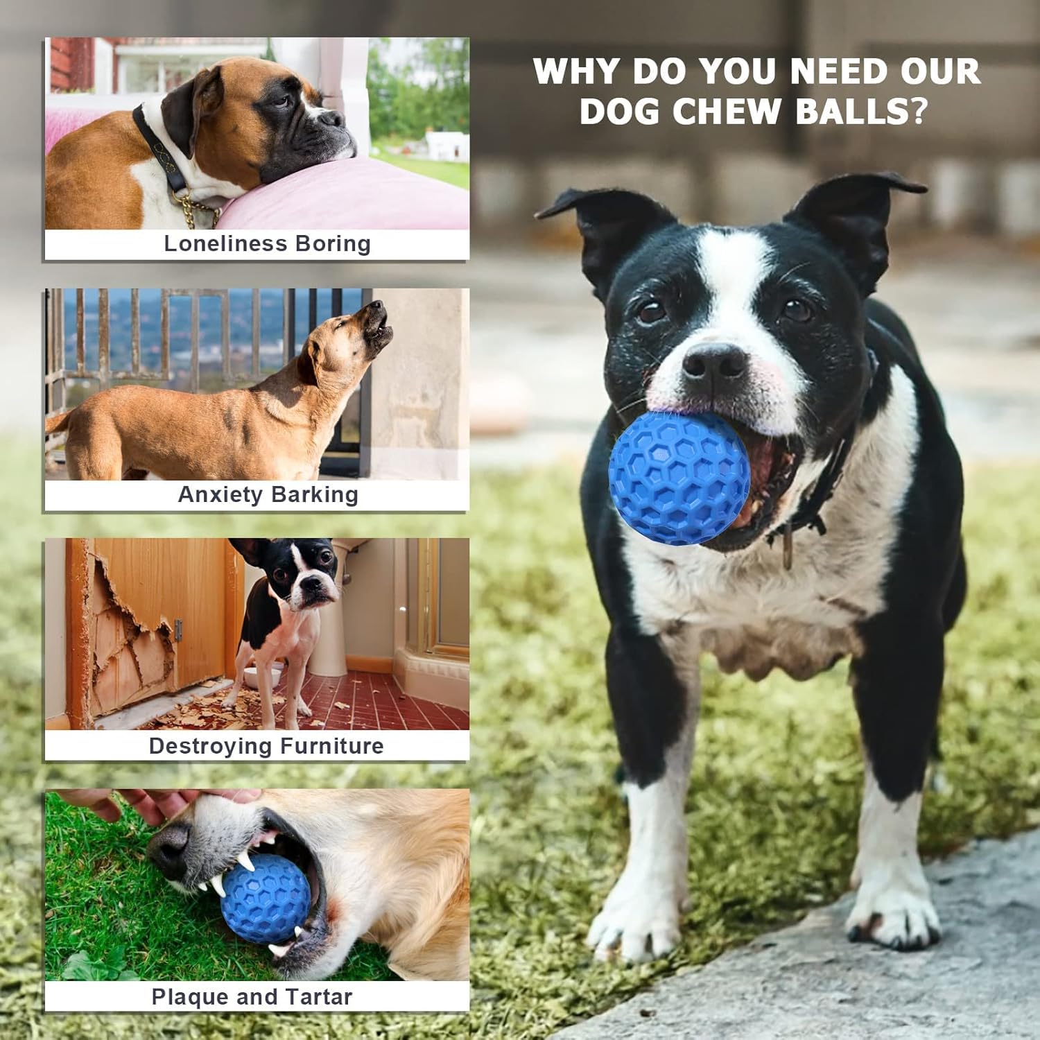 Putago squeaky dog balls, indestructible toys for aggressive chewers, suitable for large and medium breed dogs.