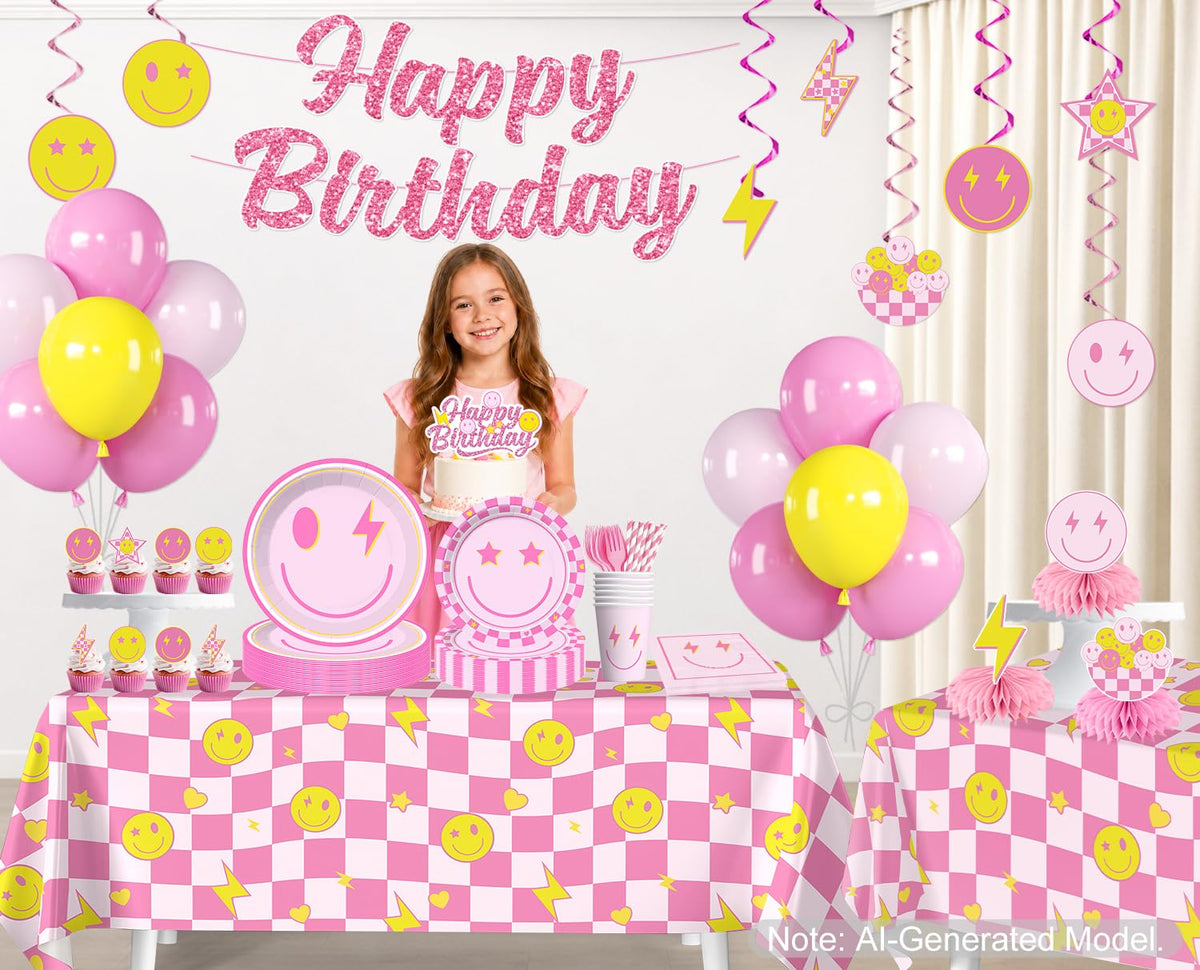 Smiley Face Birthday Decorations Serves 20 Guests - Yingoto Official Imagery - 4