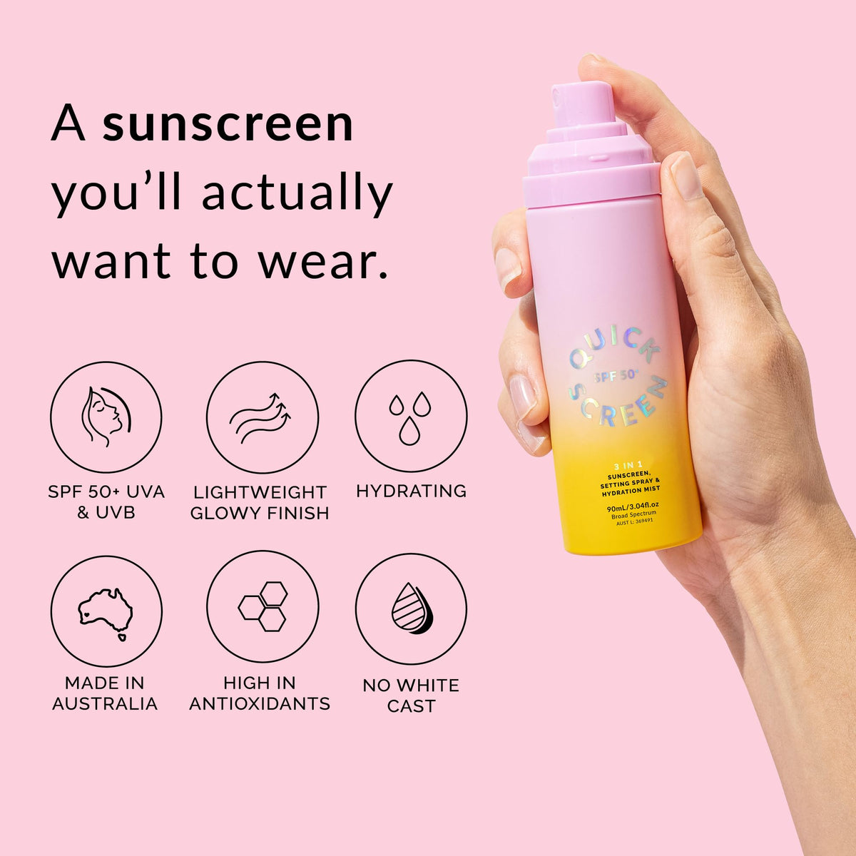 QUICK FLICK 3 in 1 SPF 50 Sunscreen Setting Spray Hydration - The Quick Flick Official Imagery - 4