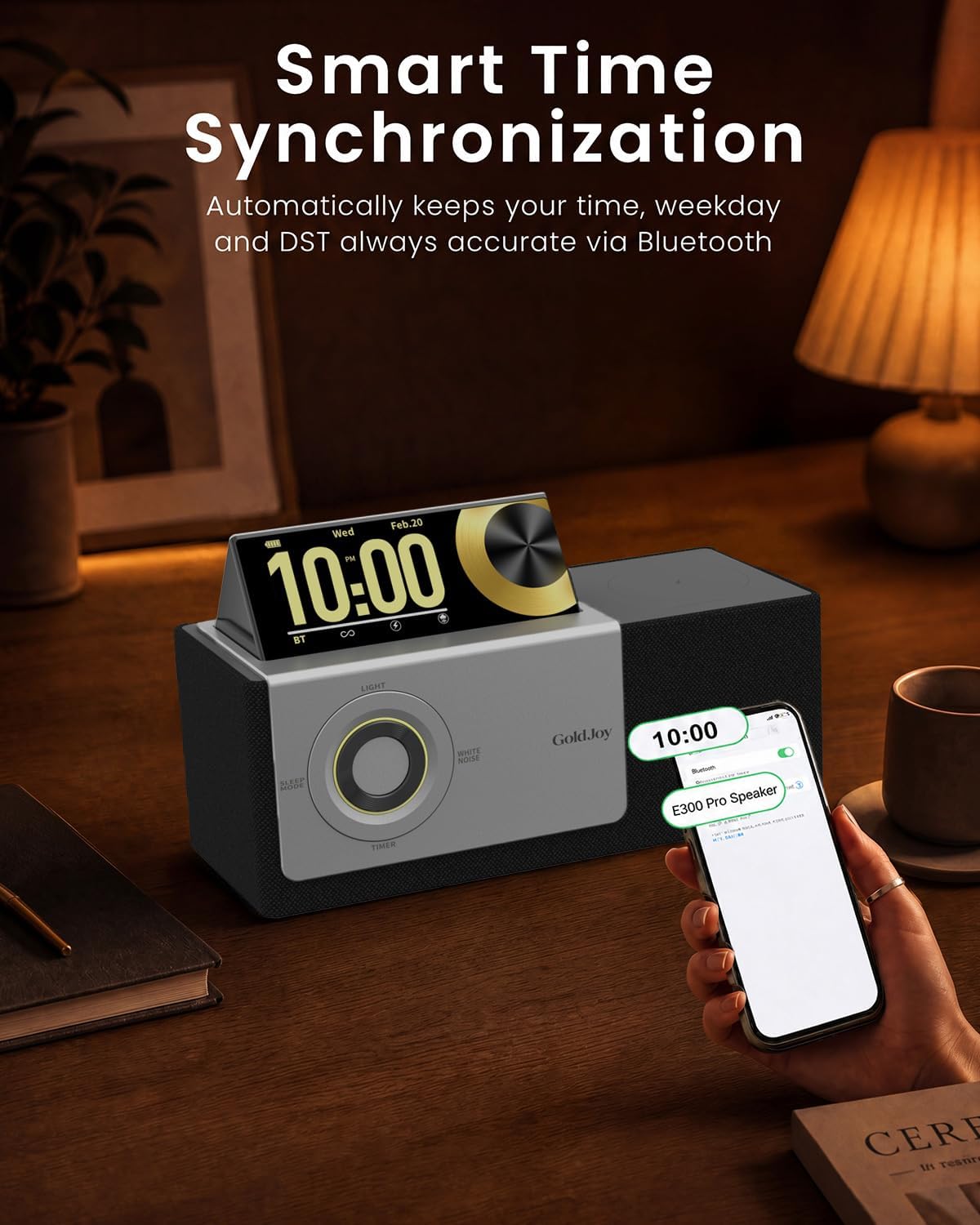 GoldJoy 7 in 1 Bluetooth Speaker Wireless Charging Station for Ho by Goldjoy - Angle View 7