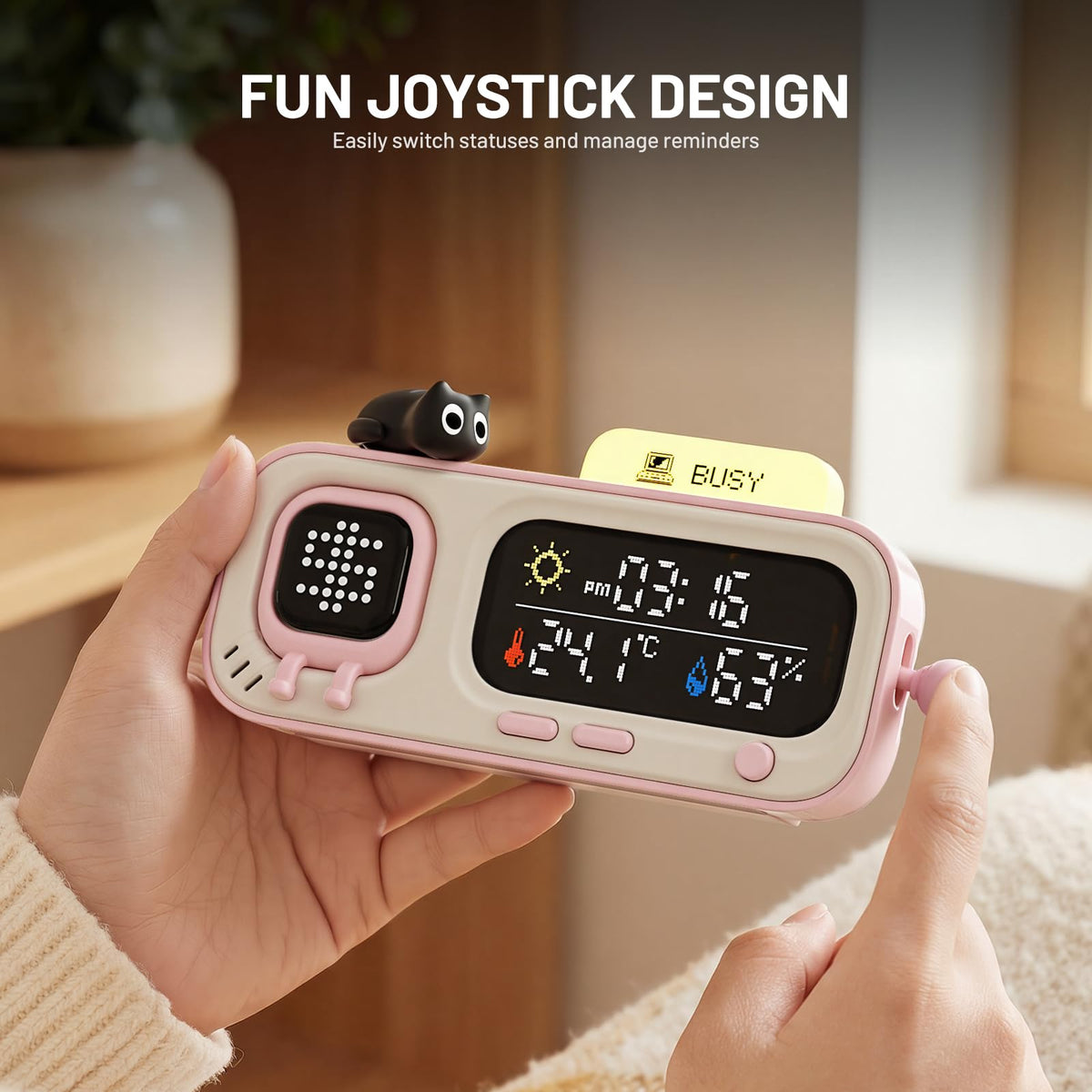 Mooda Smart Thermometer Hygrometer Clock with Retro Pixel - ATuMan Official Imagery - 8