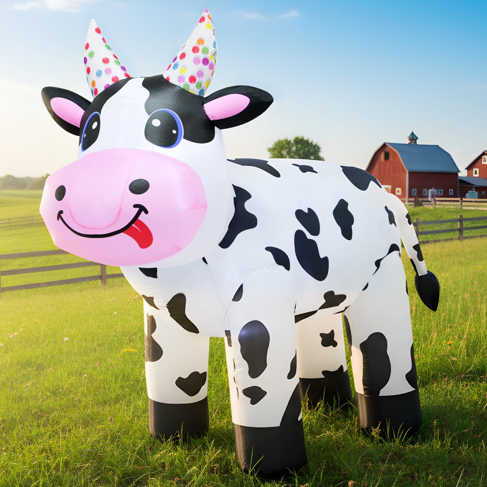 4FT Christmas Spring Farm Ranch Inflatable Cute Farm Cow Blow up - Product Imagery
