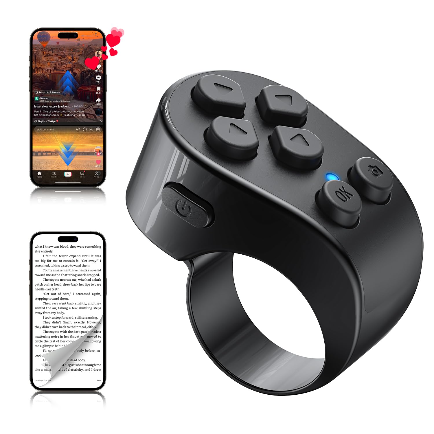TikTok Scrolling Ring Remote Control, Page Turner for iPad - Product Imagery