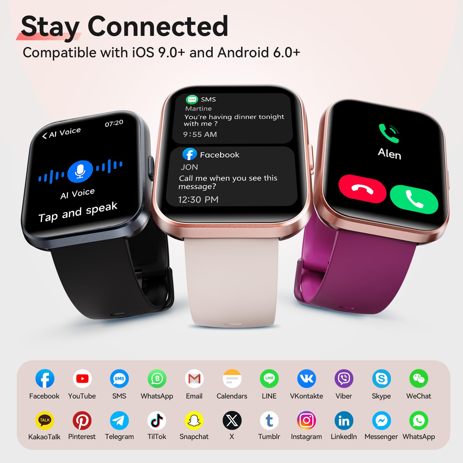 Hingso Smart Watches for Women, 1.85" HD Alexa Smart Watch for Android - View 5