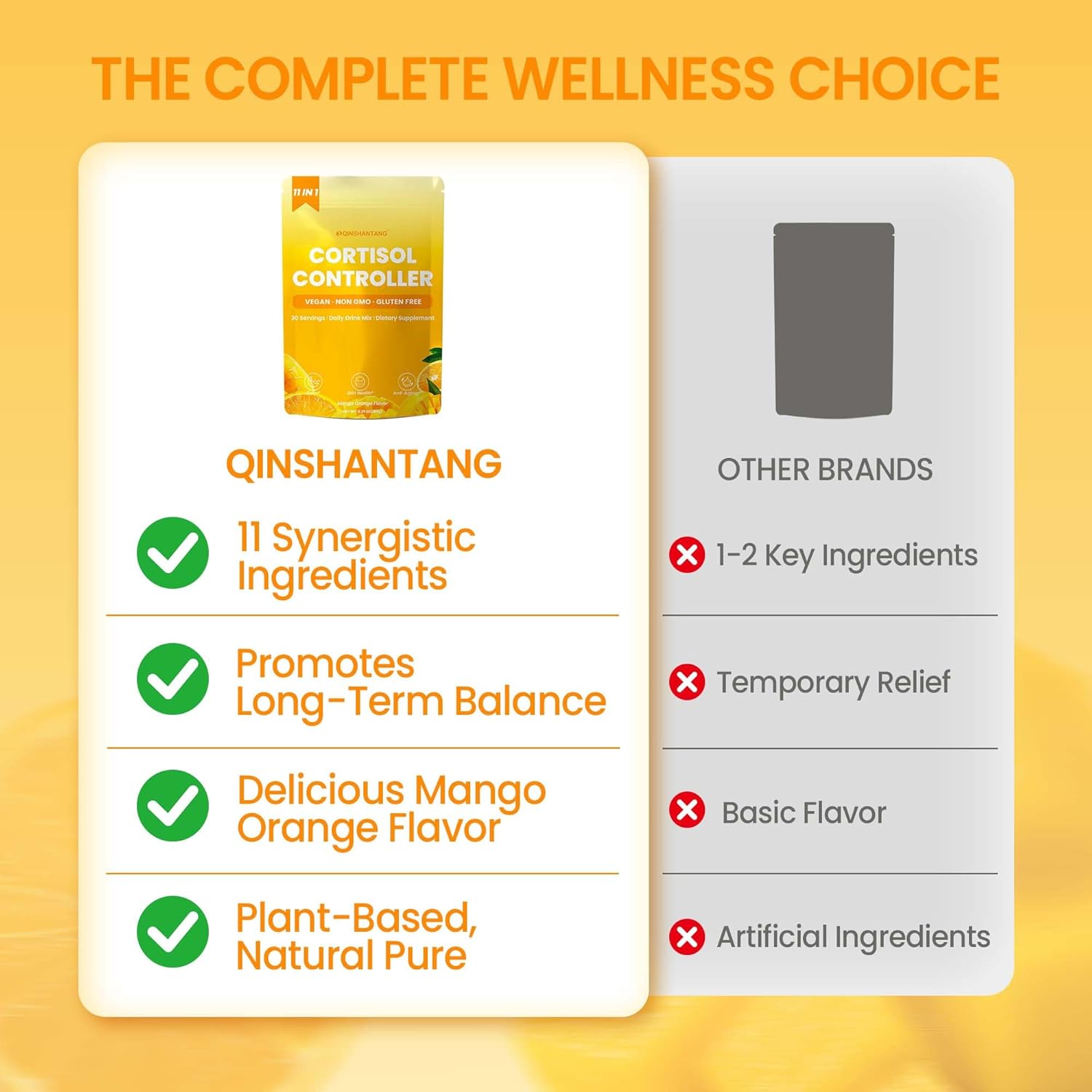 Cortisol drink powder by QIN SHAN TANG with magnesium glycinate and ashwagand for women's cortisol support.