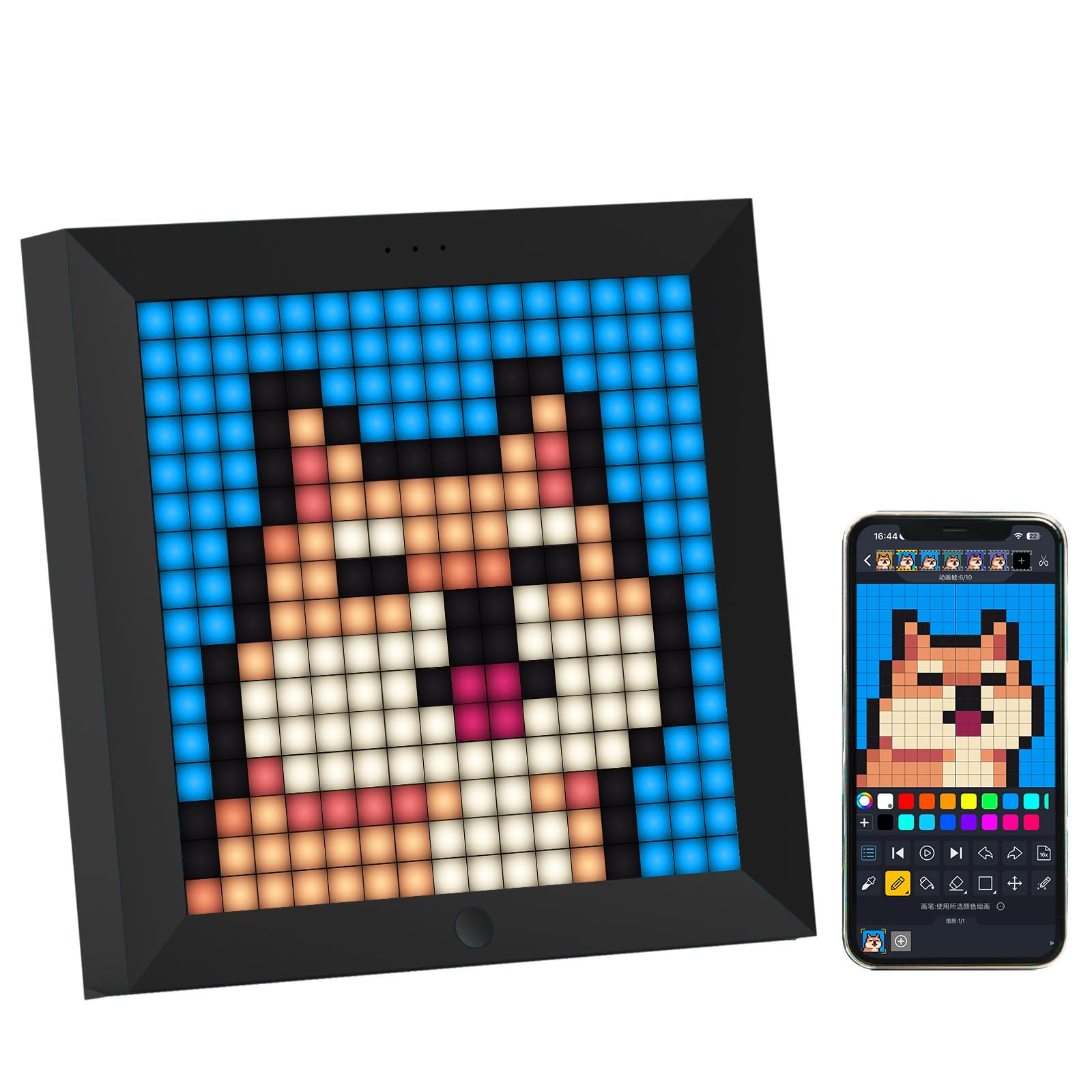 Divoom Pixoo - Pixel Art Digital Picture Frame with 16x16 LED Display APP Contro - Divoom Official Product View 1