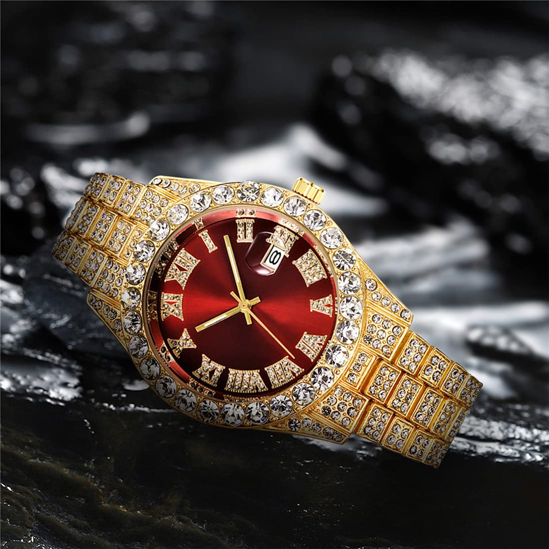 Unisex Crystal Rhinestone Watch Roman Numerals Big Dial Hip - SENRUD Official Imagery - 5