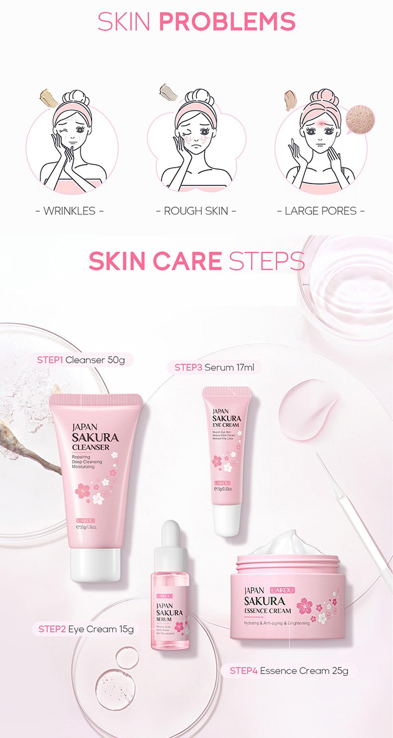 Skin Care Kit Korean Skincare Set for Teen Girls &amp; Women, - XJBD