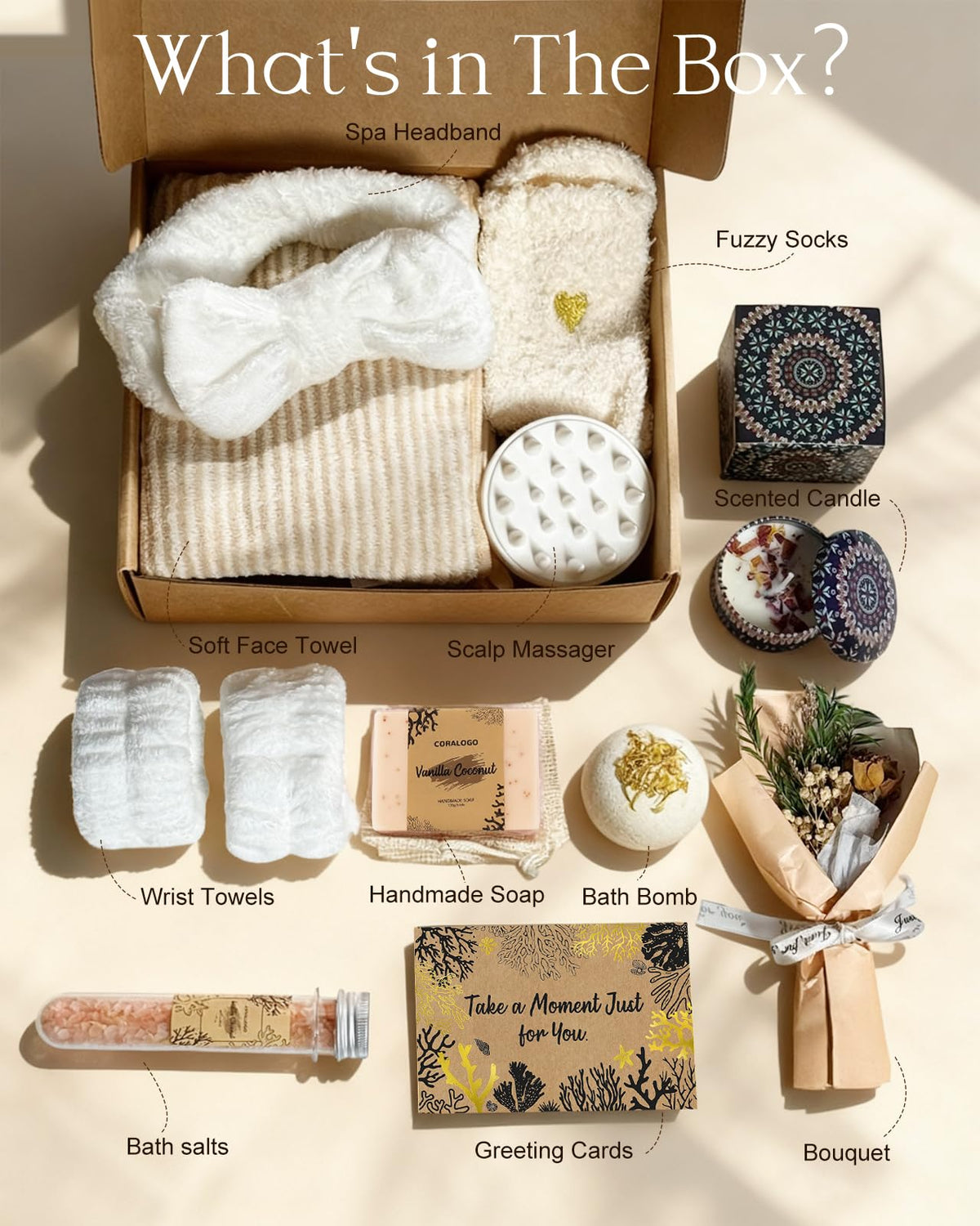 11pcs Natural Pampering Spa Gift Baskets for Women Coconut - Coralogo Official Imagery - 3