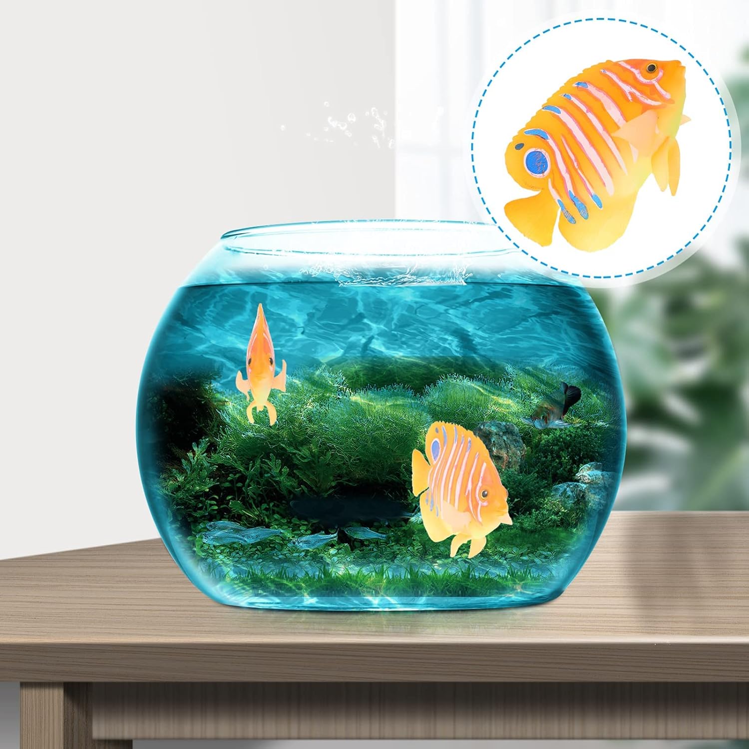 Colorful silicone artificial angelfish aquarium decoration floating in fish tank, realistic Ipetboom fish tank ornament for aquariums