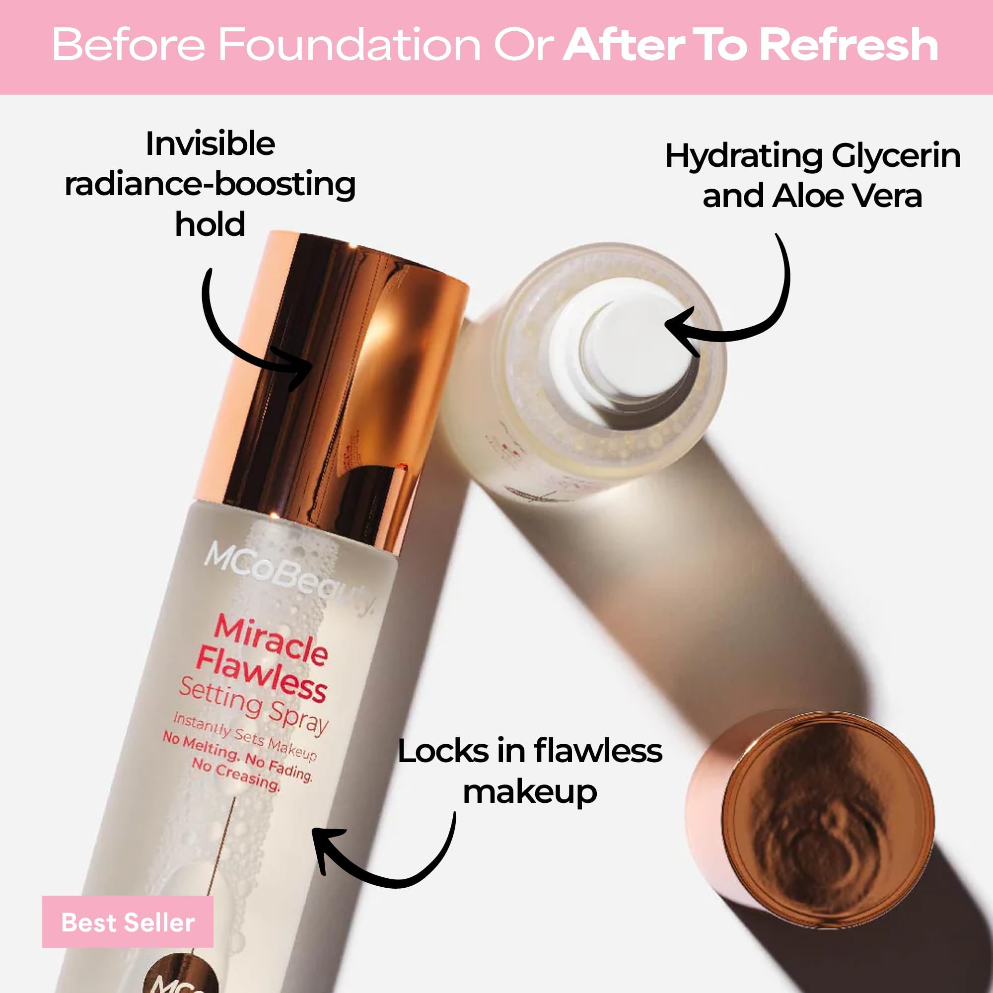 MCoBeauty Miracle Flawless Setting Spray, Primes, Sets & Refreshes Makeup - MCoBeauty Official Product View 4