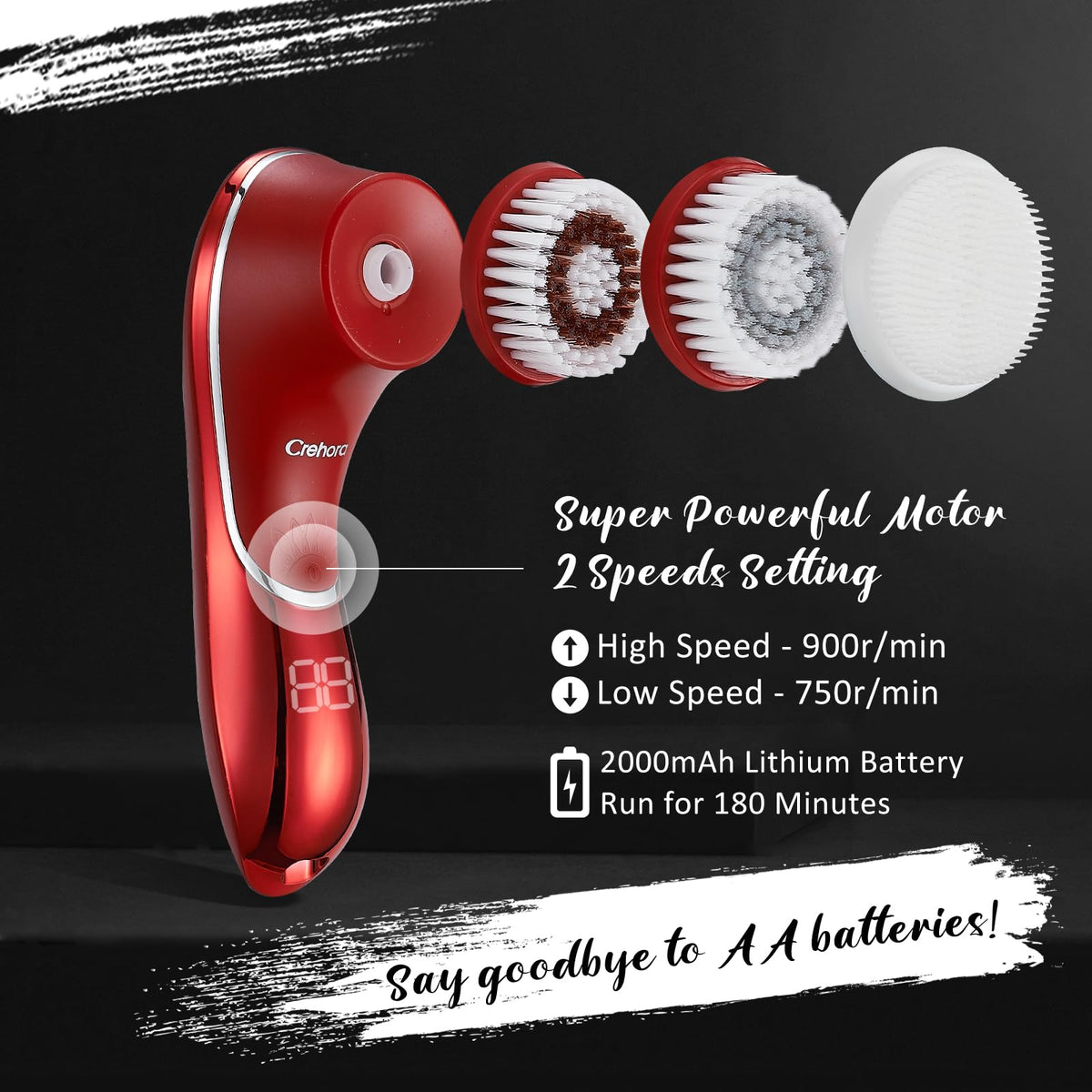 Facial Cleansing Brush Rechargeable Face Scrubber IPX7 - Crehora Official Imagery - 4