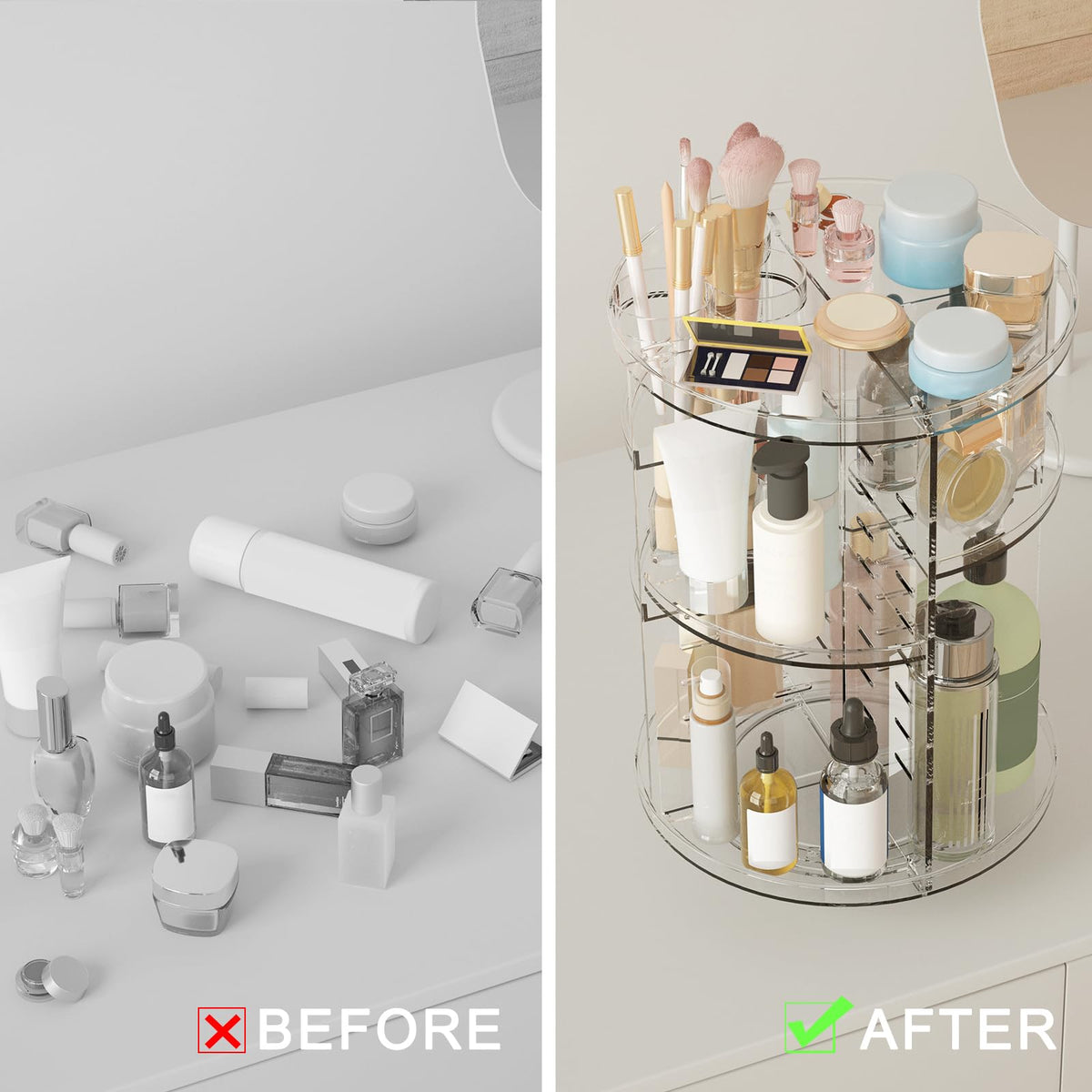 Rotating Makeup Organizer DIY 8 Adjustable Layers Spinning - Jiavarry Official Imagery - 6