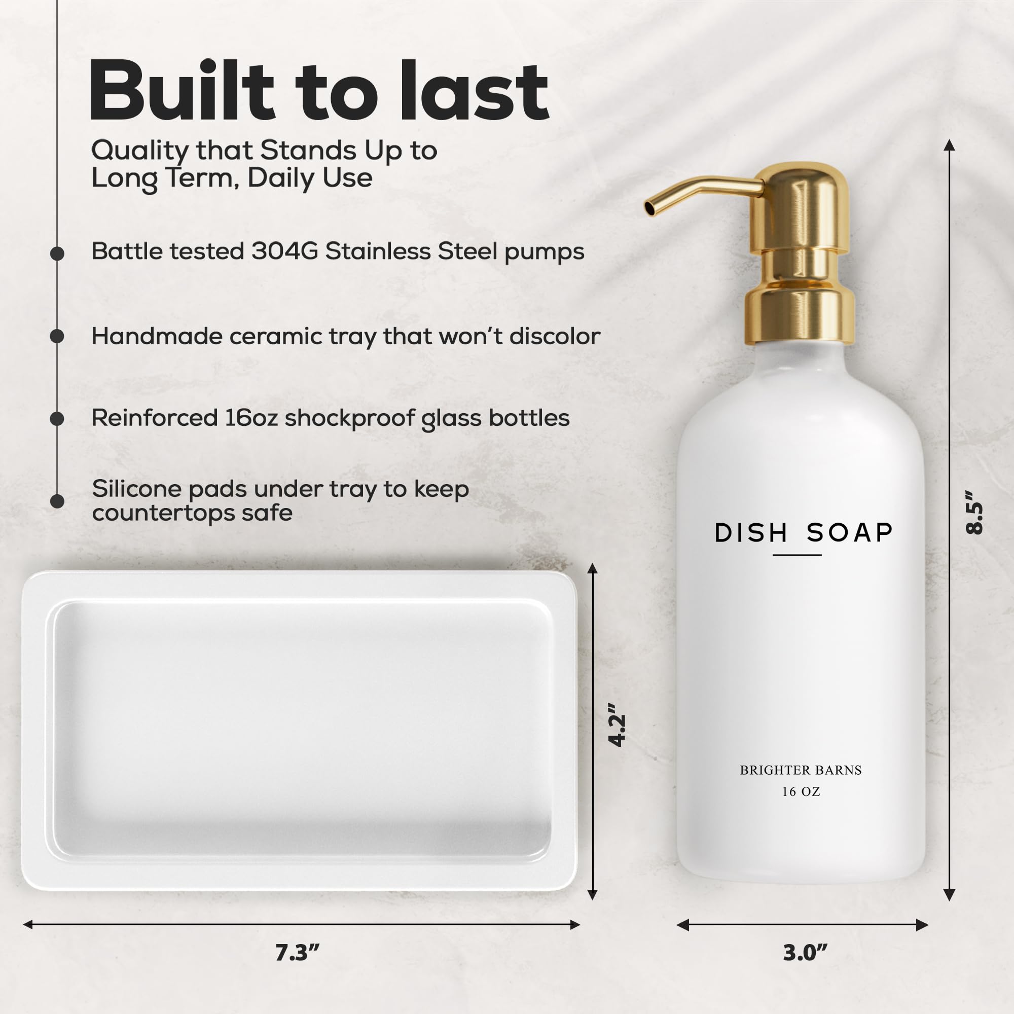 Luxury Glass Hand and Dish Soap Dispenser Set by Brighter Barns - - Brighter Barns Official Product View 2