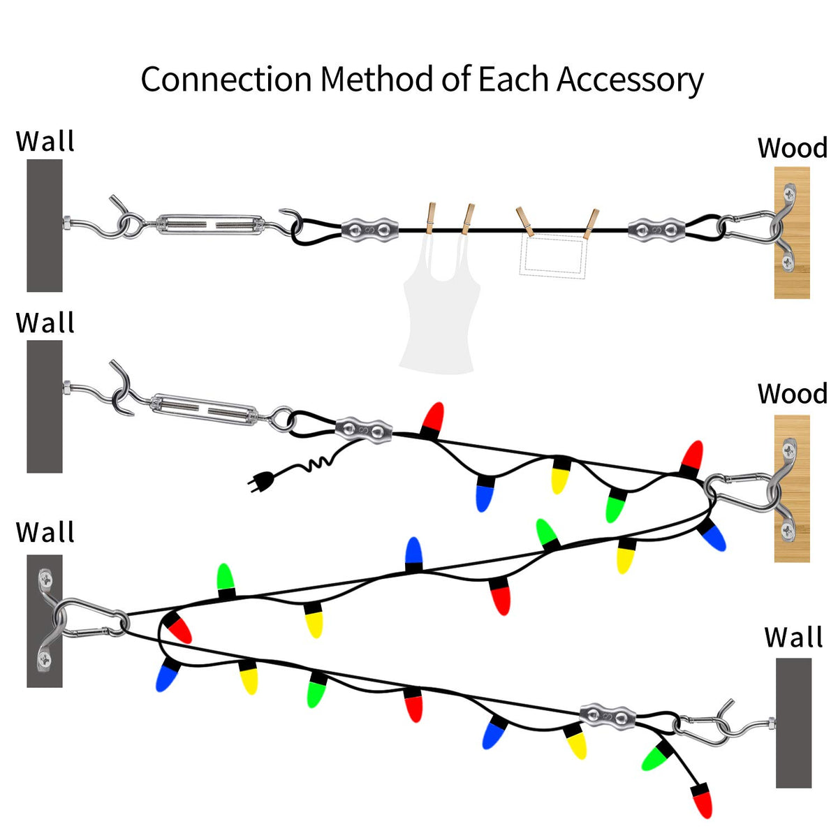 Outdoor String Light Hanging Kit Includ 164 FT Nylon Rope - BESTNEWLL Official Imagery - 3