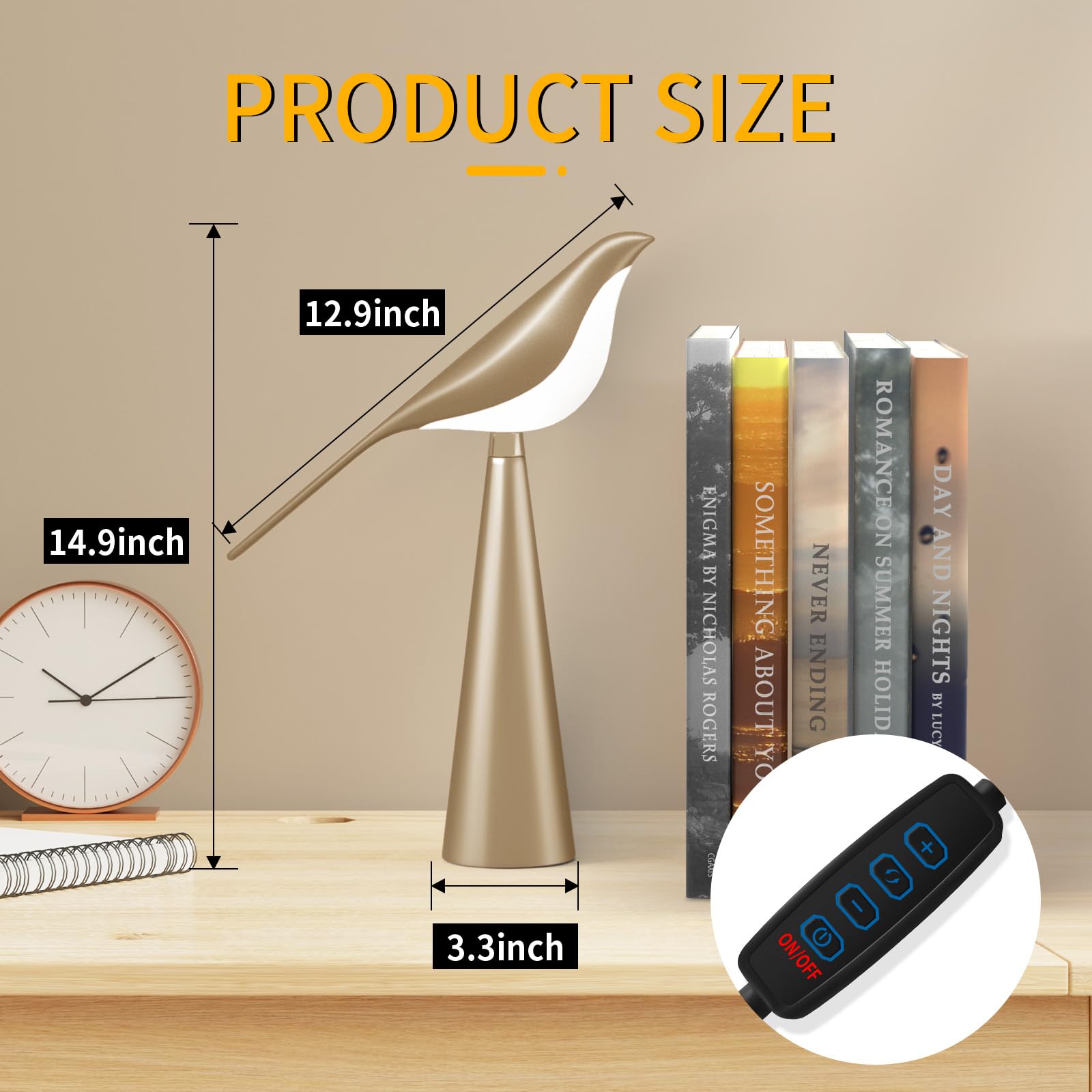 Xhope4u Small Desk Lamp, Bird Lamp, 10 Level Dimmable Brightness Bedsi - View 4