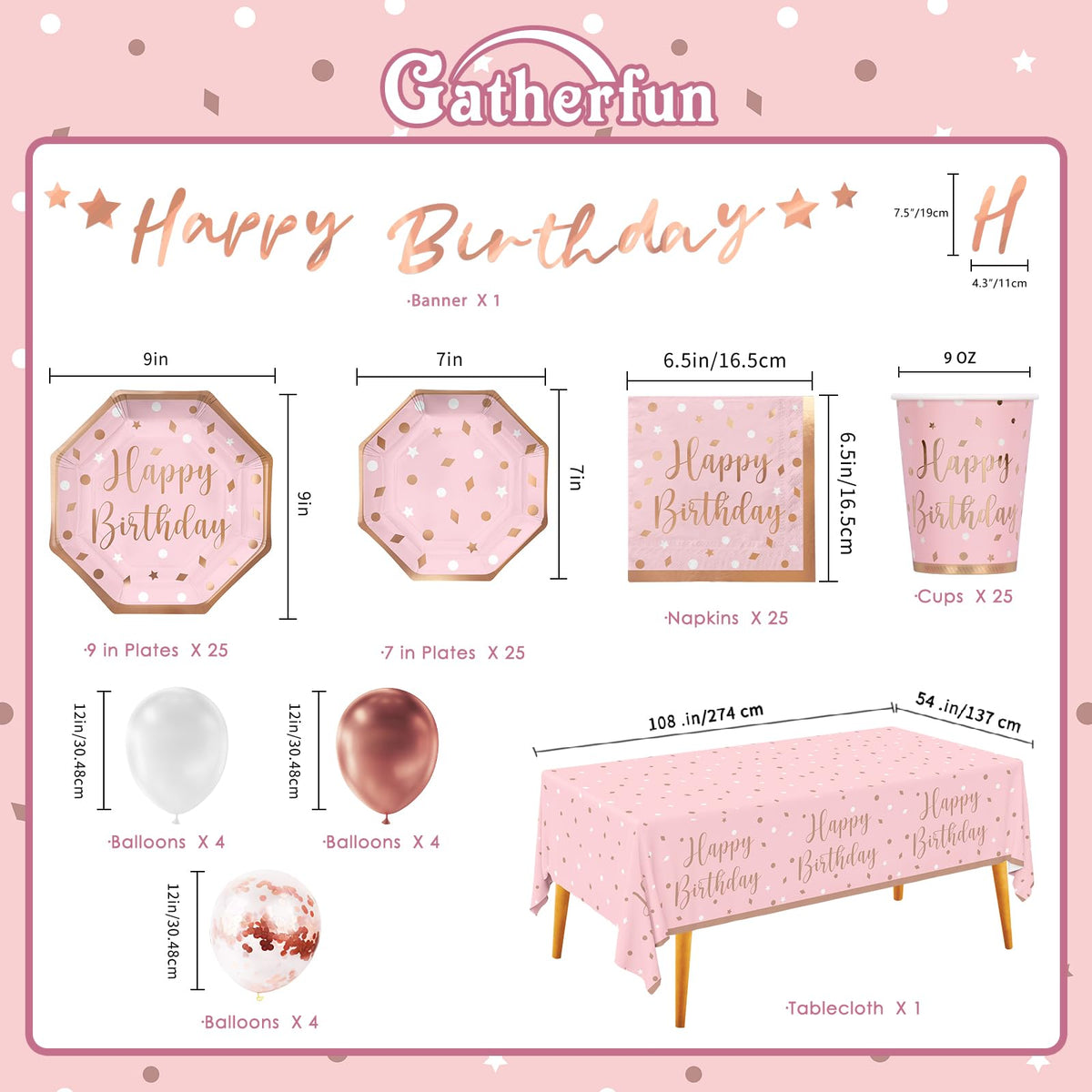 Rose Gold Birthday Party Supplies - Gatherfun Official Imagery - 5