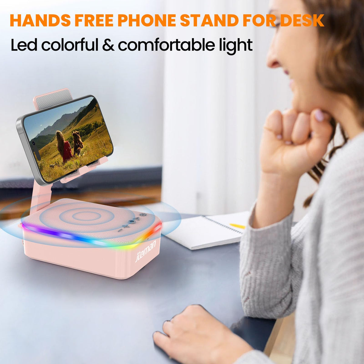 JTEMAN Gifts for Men Women Cell Phone Stand with Bluetooth - JTEMAN Official Imagery - 6