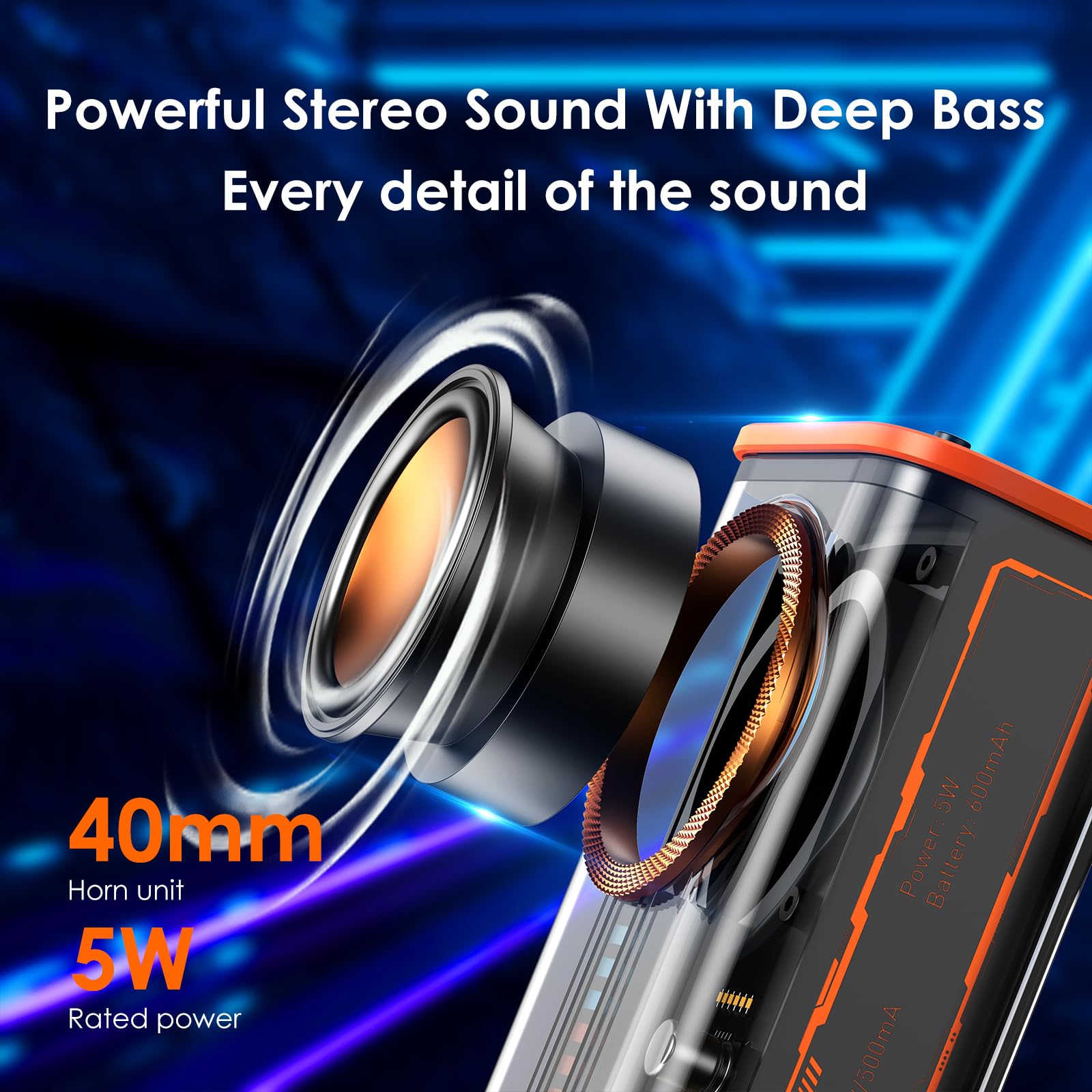 BSZHI Transparent Wireless Bluetooth Speaker Portable Mini Speaker with LED Colo - BSZHI Official Product View 3