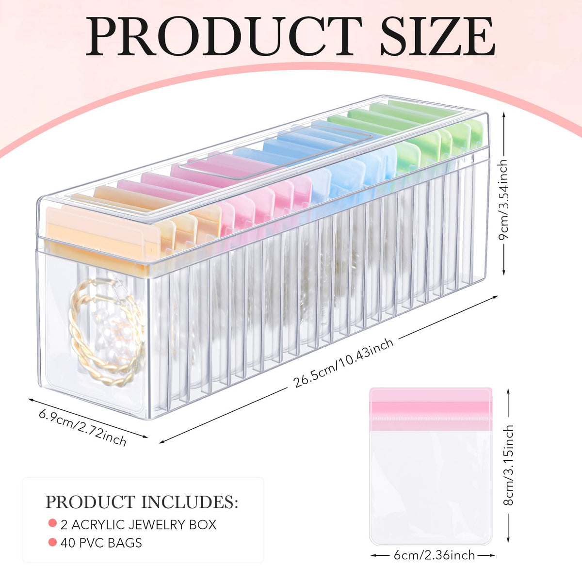 Kenning 42 Pcs Acrylic Jewelry Case Organizer Clear Jewelry - Kenning Official Imagery - 4