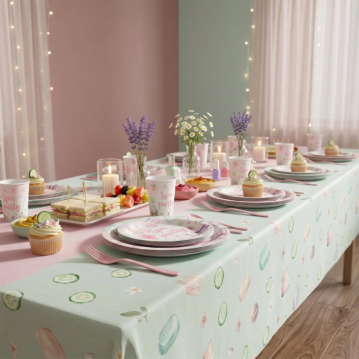 Spa Birthday Party Supplies for 40 Guests Spa Party Plates - SamPartyShop Official Imagery - 3
