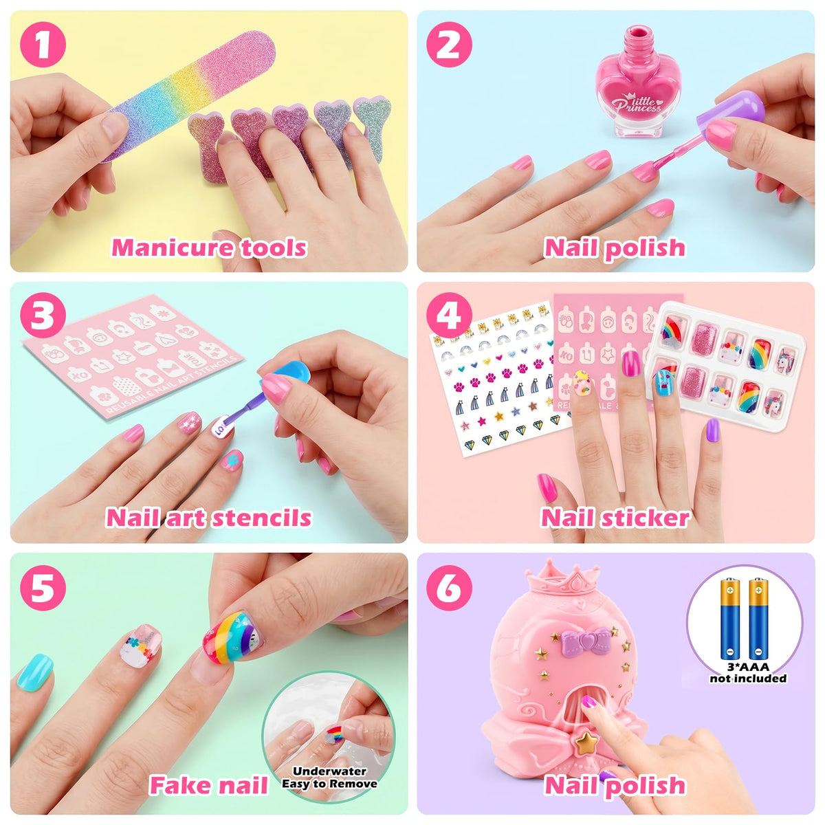 Kids Makeup Kit for Girls Washable Nail Polish Set with 1 - PANPAPA Official Imagery - 4