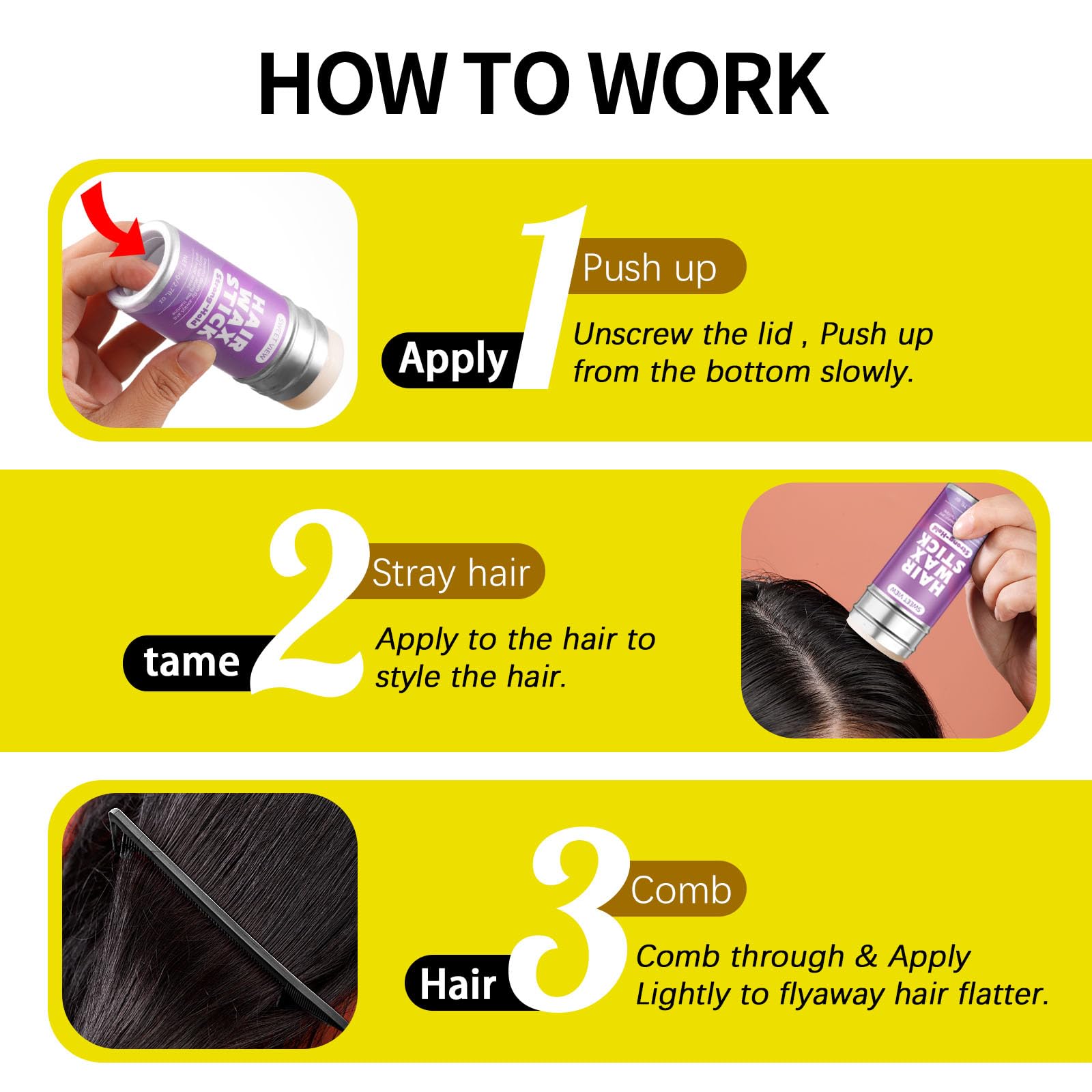 SWEET VIEW Hair Wax Stick & Slick Back Brush - SWEET VIEW Official Product View 7